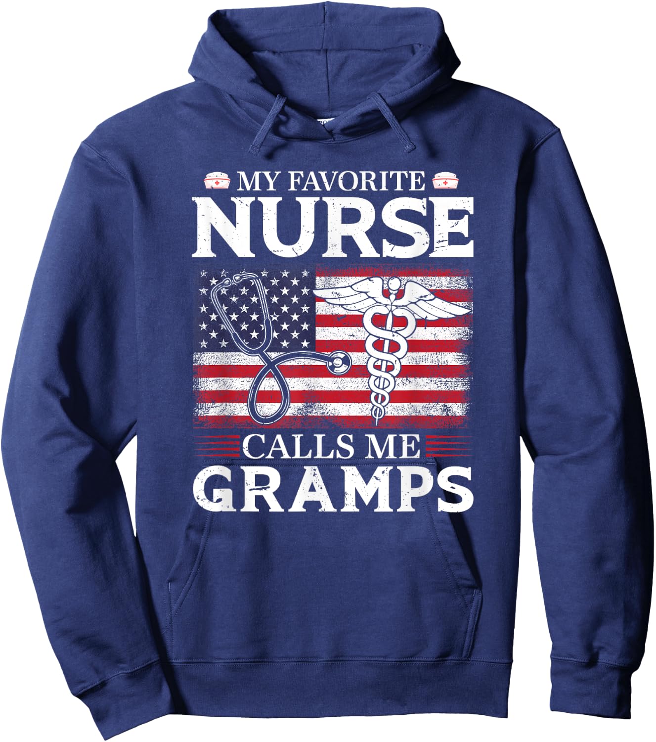 My Favorite Nurse Calls Me Gramps Father's Day Hoodie - Hoodie | Navy