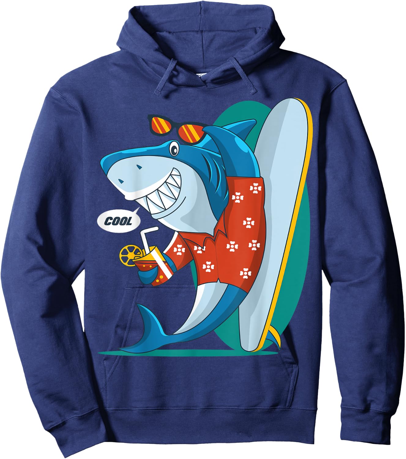 Cool Shark Surfing Design Hoodie - Hoodie | Navy