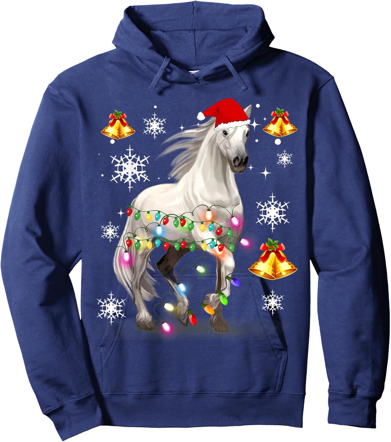 Christmas Lights Horse Hoodie - Hoodie | Navy