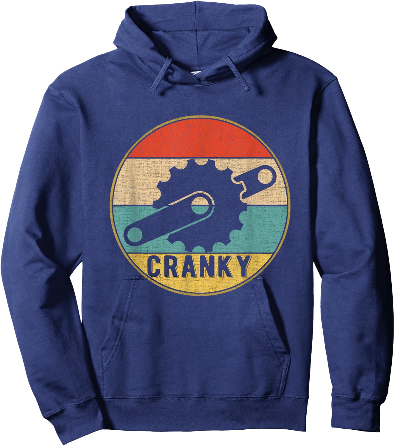Fahrrad Cranky Vintage-Design Bicycle Retro Cycling - -Adults - Black - Small - Short Sleeve - - Classic Fit - Cotton, Polyester Blend Hoodie - Hoodie | Navy