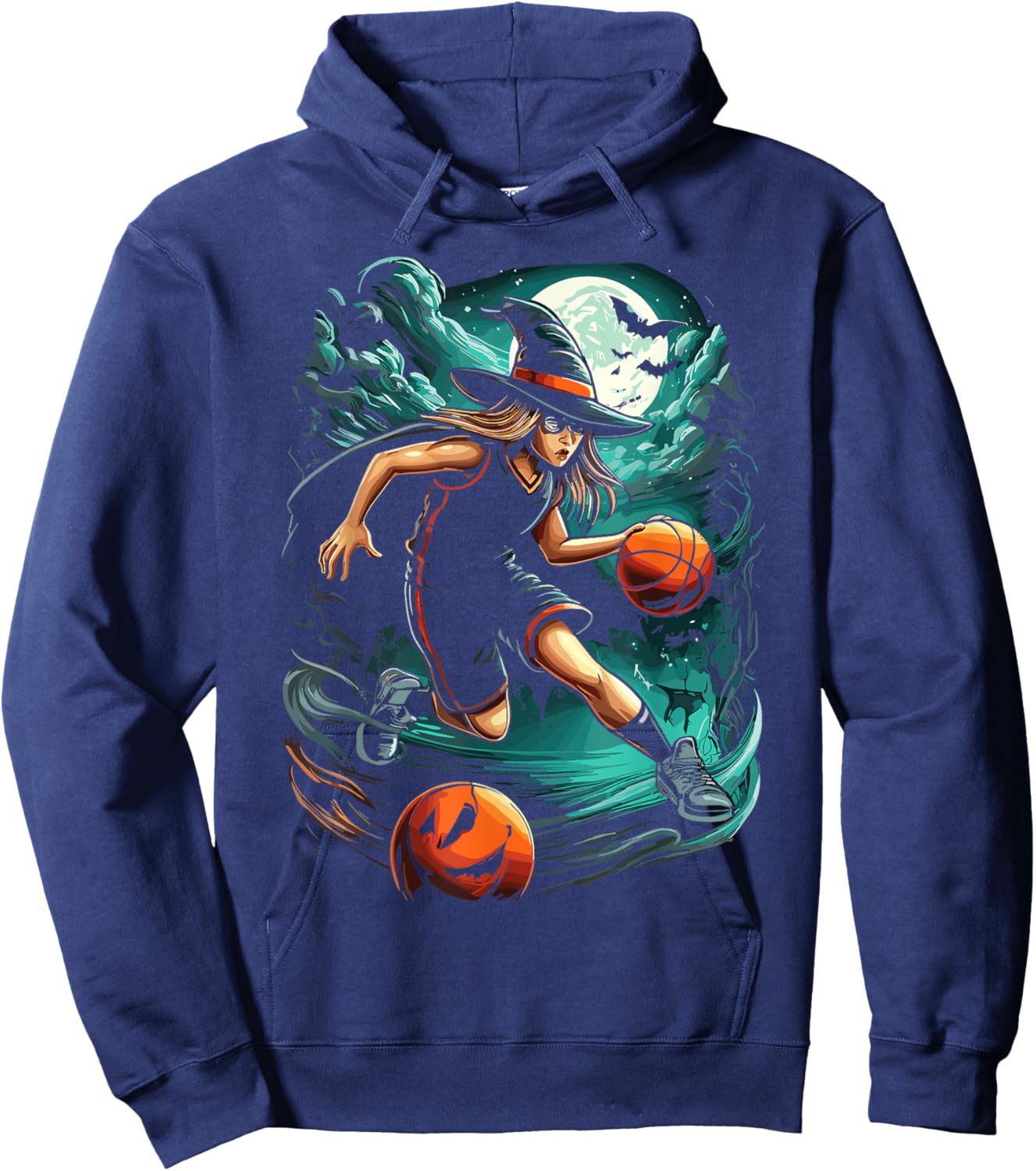 Ball Game Basketball Halloween Witch Hoodie - Hoodie | Navy