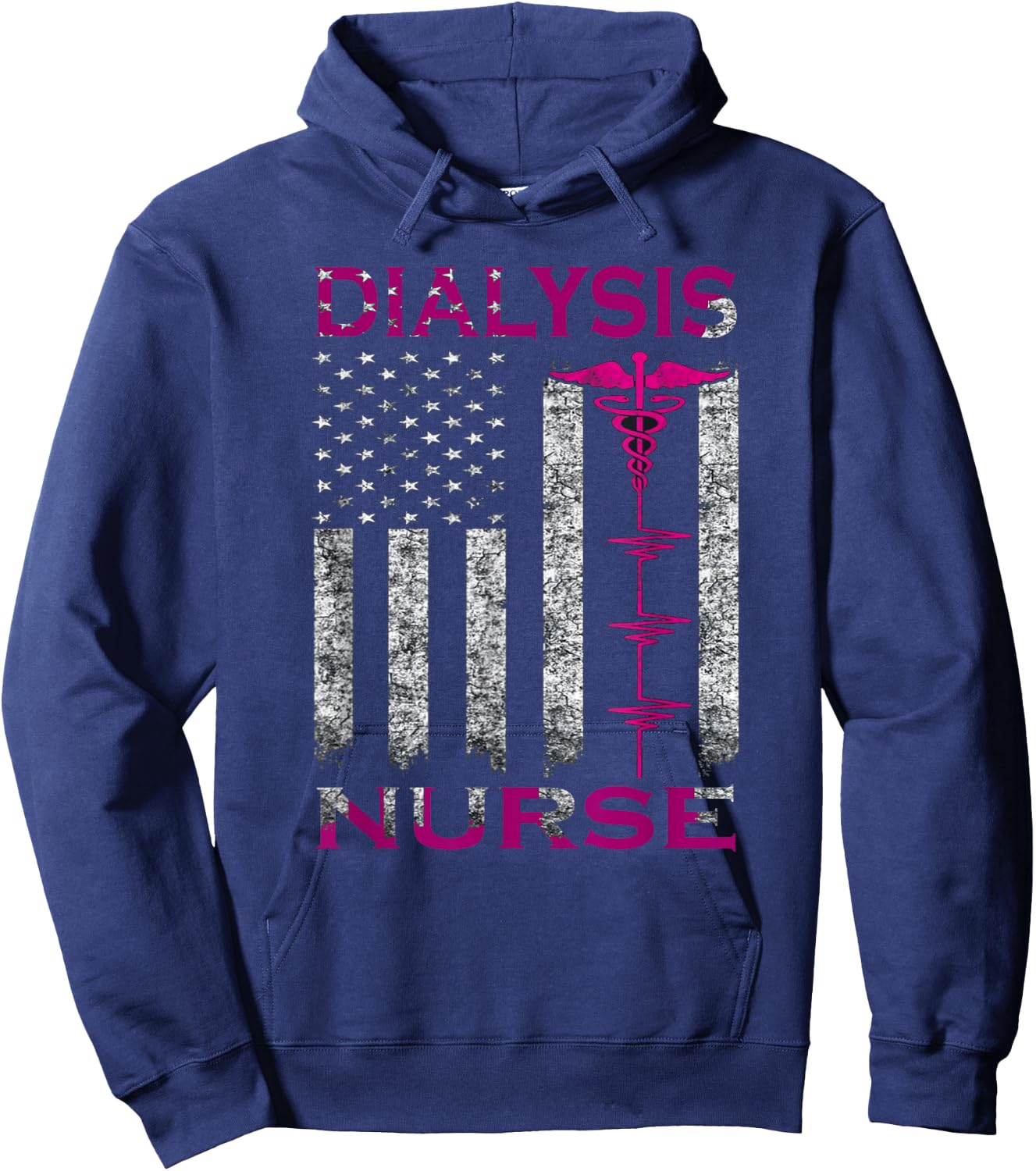 Dialysis Nurse Awareness American Flag Hoodie - Hoodie | Navy