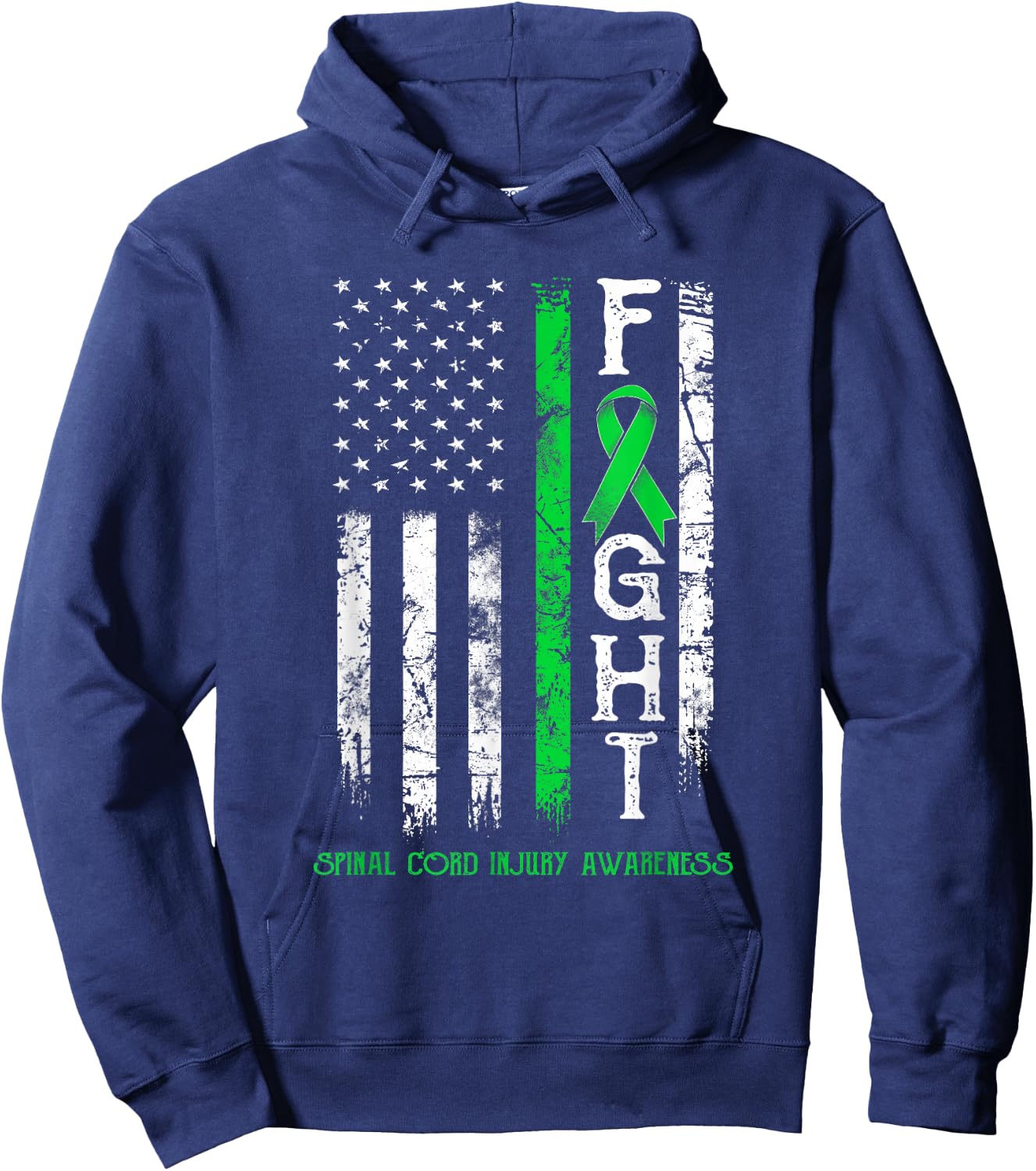 Spinal Cord Injury Warrior US Flag Hoodie - Hoodie | Navy
