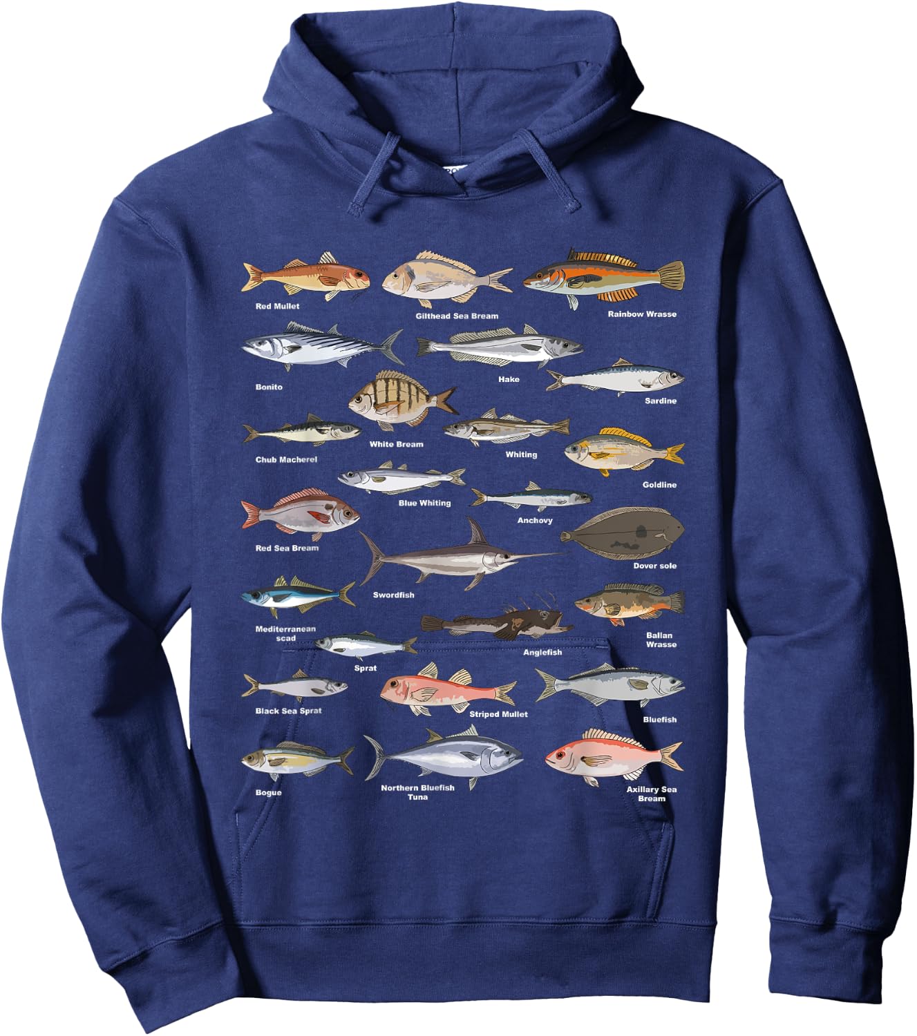 Vintage Fish Identification Chart Fishing Hoodie - Hoodie | Navy