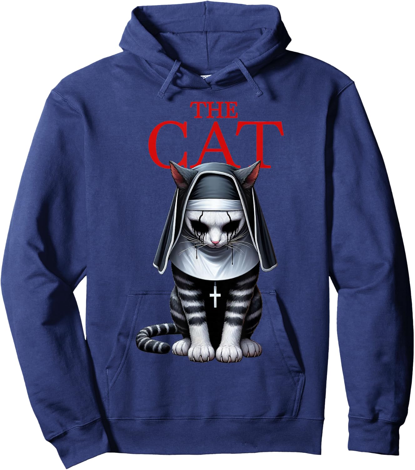 The Cat Horror Cat Halloween Scary Funny Hoodie - Hoodie | Navy