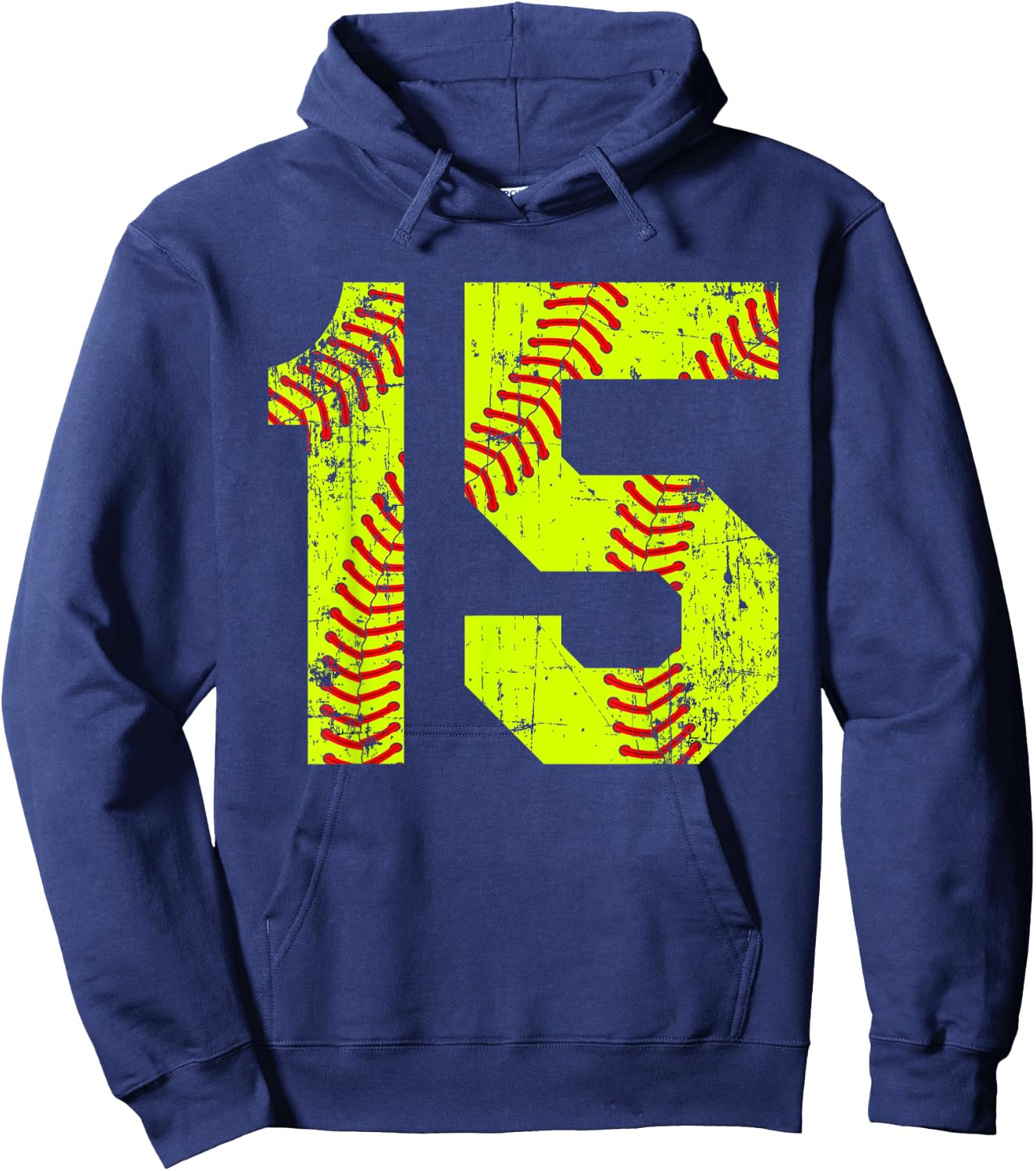Vintage Softball 15 Jersey Number Hoodie - Hoodie | Navy