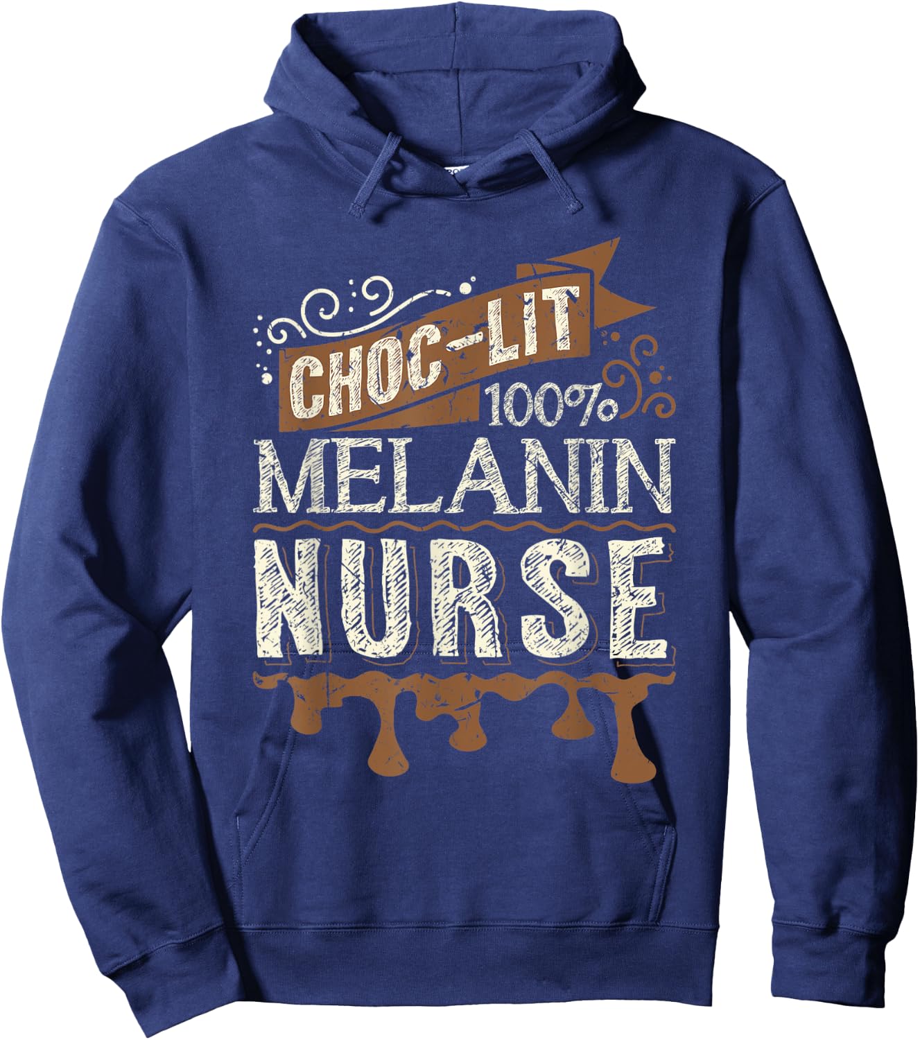 Choc-lit 100% Melanin Nurse Black Queen Gift Hoodie - Hoodie | Navy