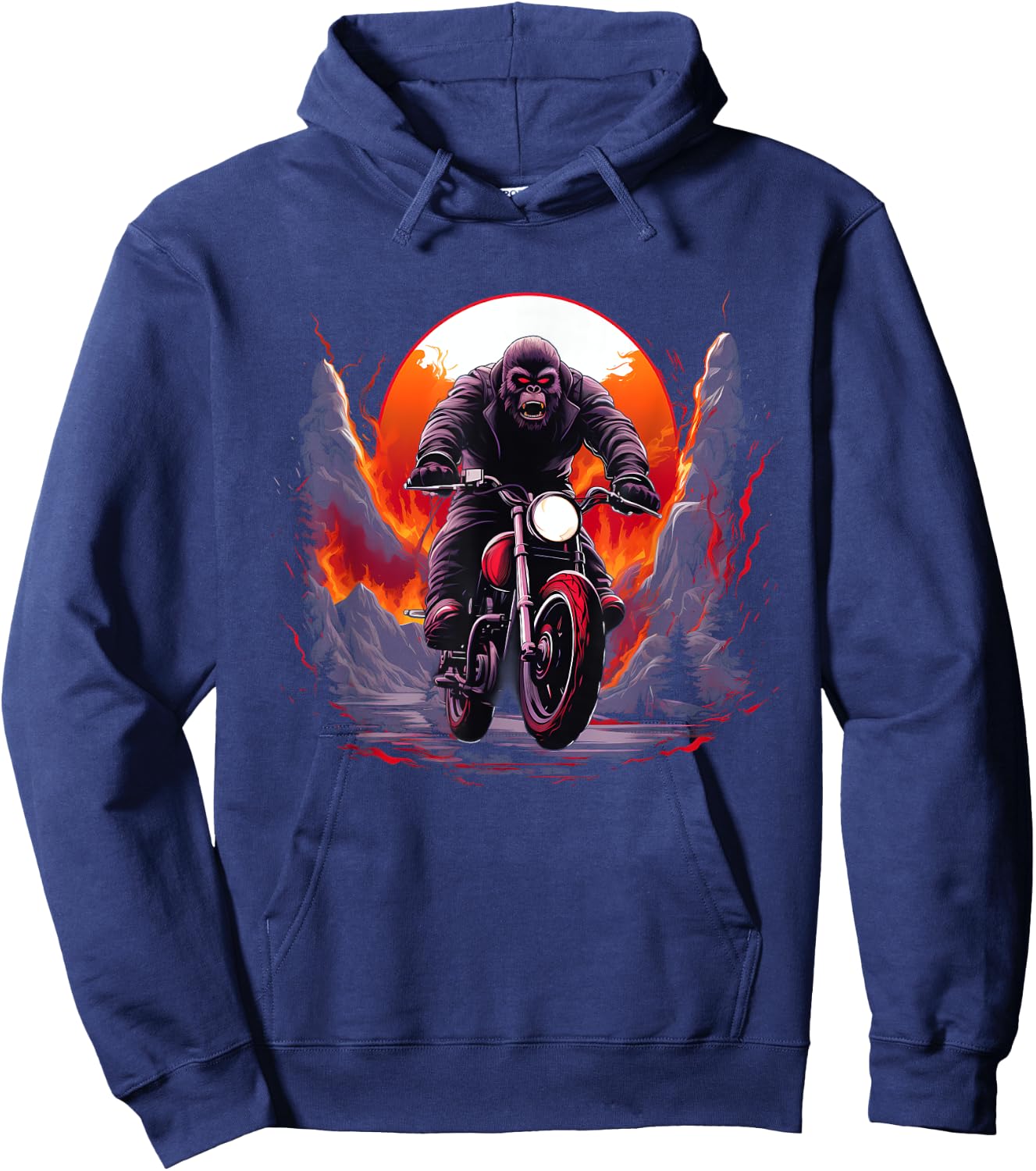 Biker Gorilla Riding Motorcycle Hoodie - Hoodie | Navy