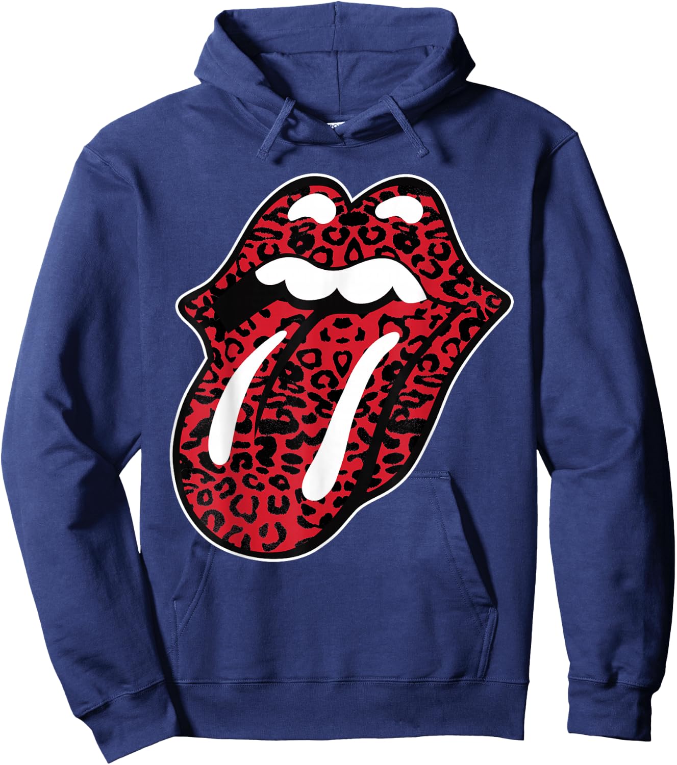 Official Rolling Stones Leopard Tongue Red Hoodie - Hoodie | Navy