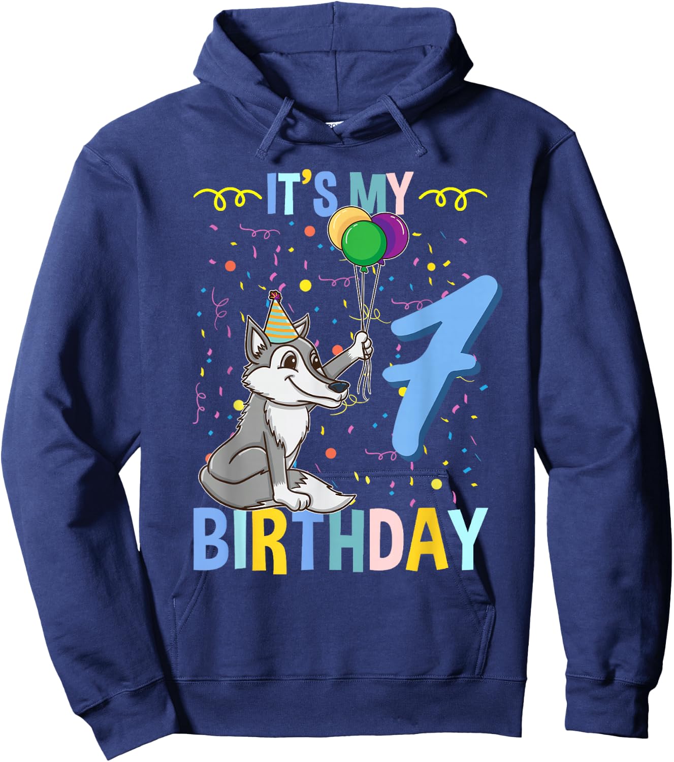 Its My 7th Birthday Wolf Lover Hoodie - Hoodie | Navy