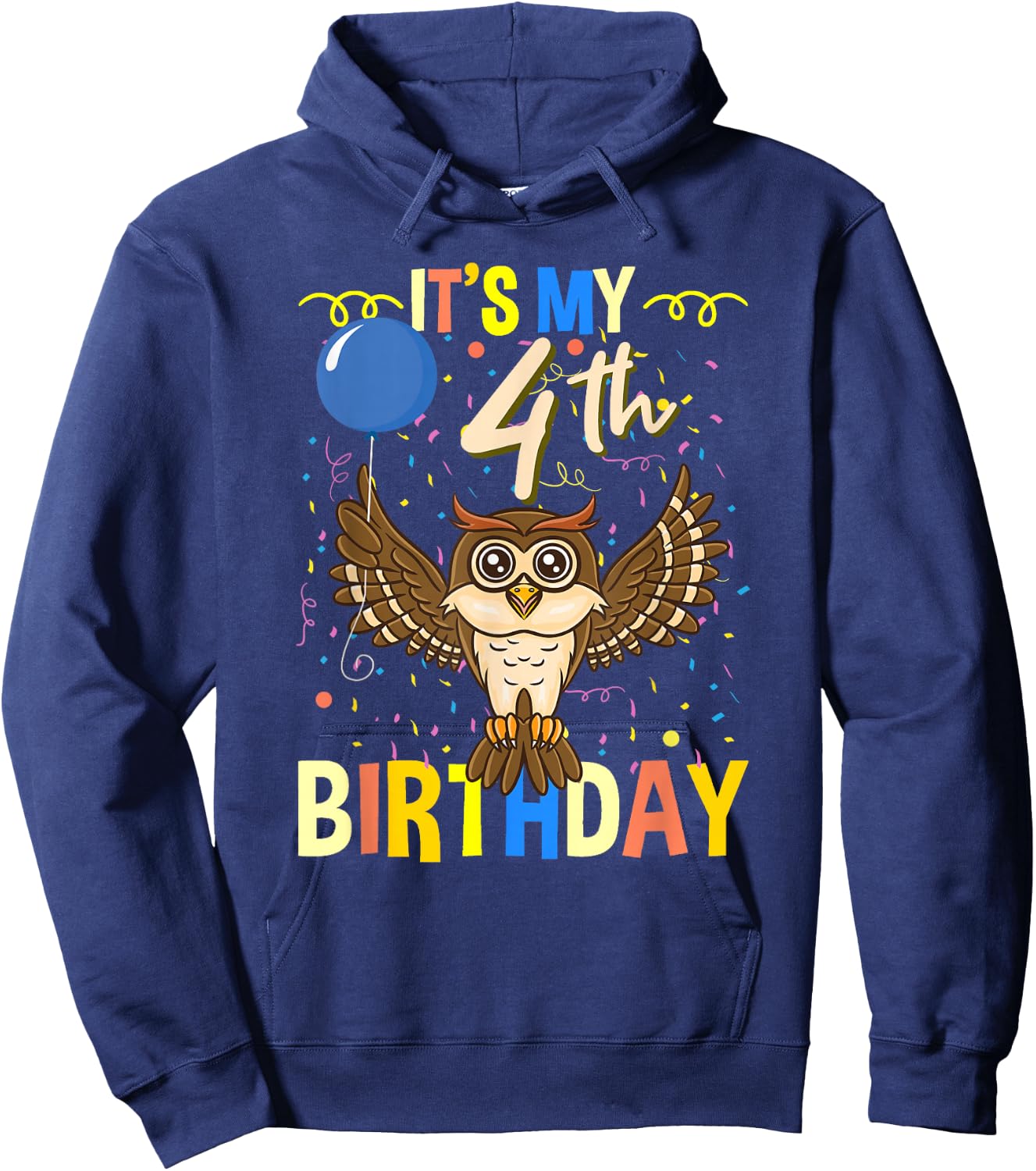 Its My 4th Birthday Owl Bird Hoodie - Hoodie | Navy