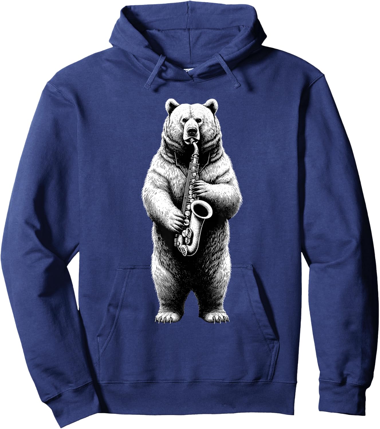 Bear Saxophone Marching Band Jazz Saxophonist Hoodie - Hoodie | Navy