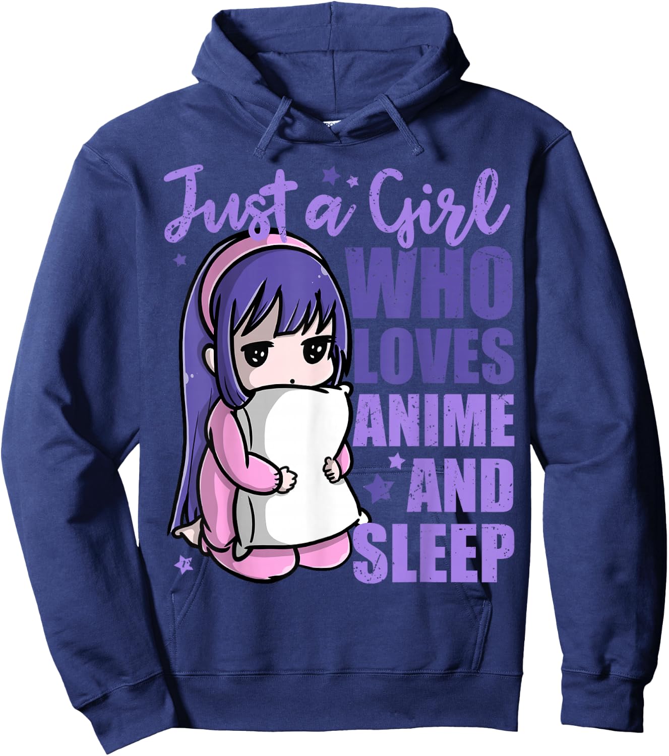 Just A Girl Who Loves Anime and Sleep Pajama PJ Hoodie - Hoodie | Navy