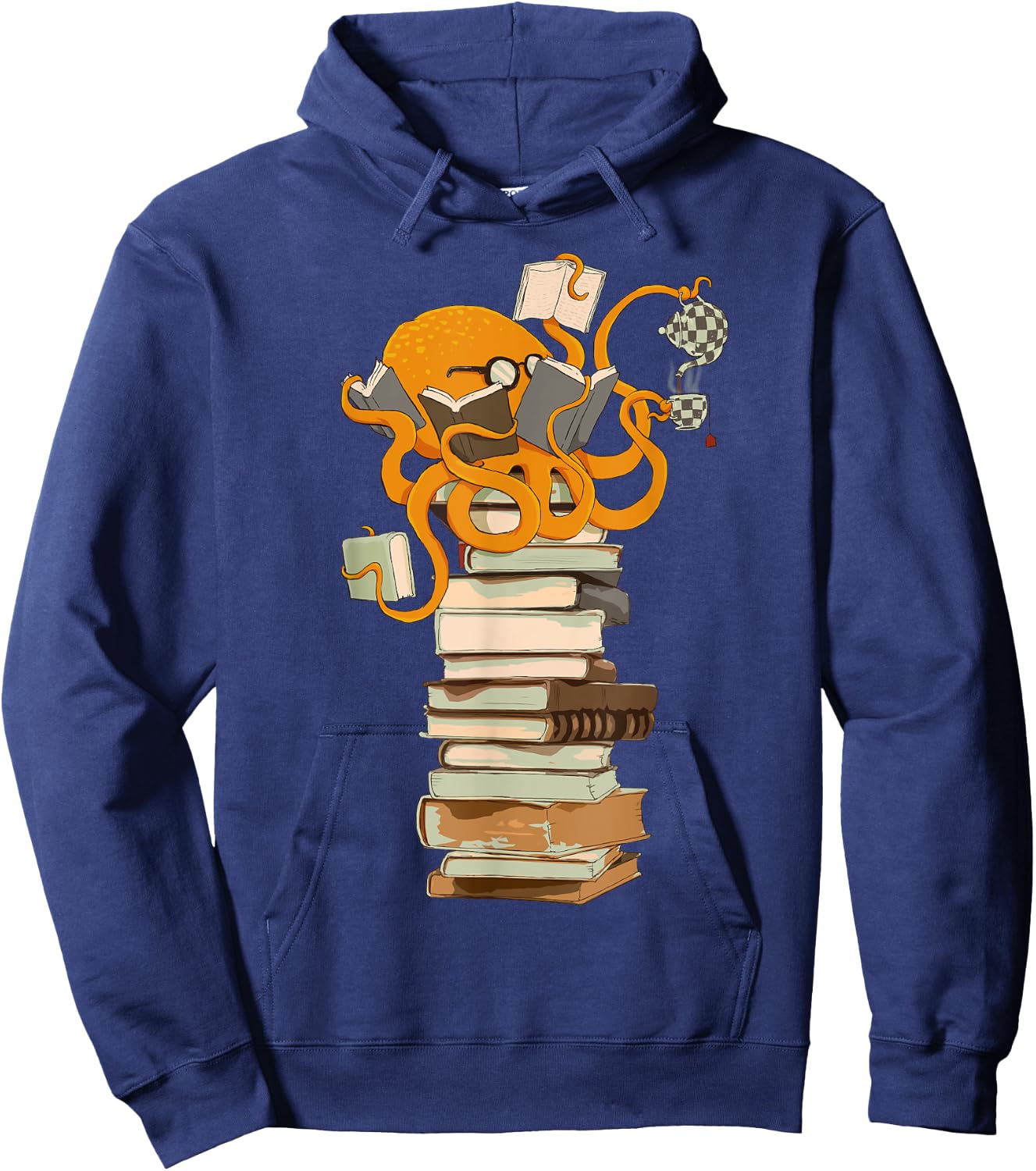 Reading Octopus, Tea, Coffee and Books Gift Hoodie - Hoodie | Navy