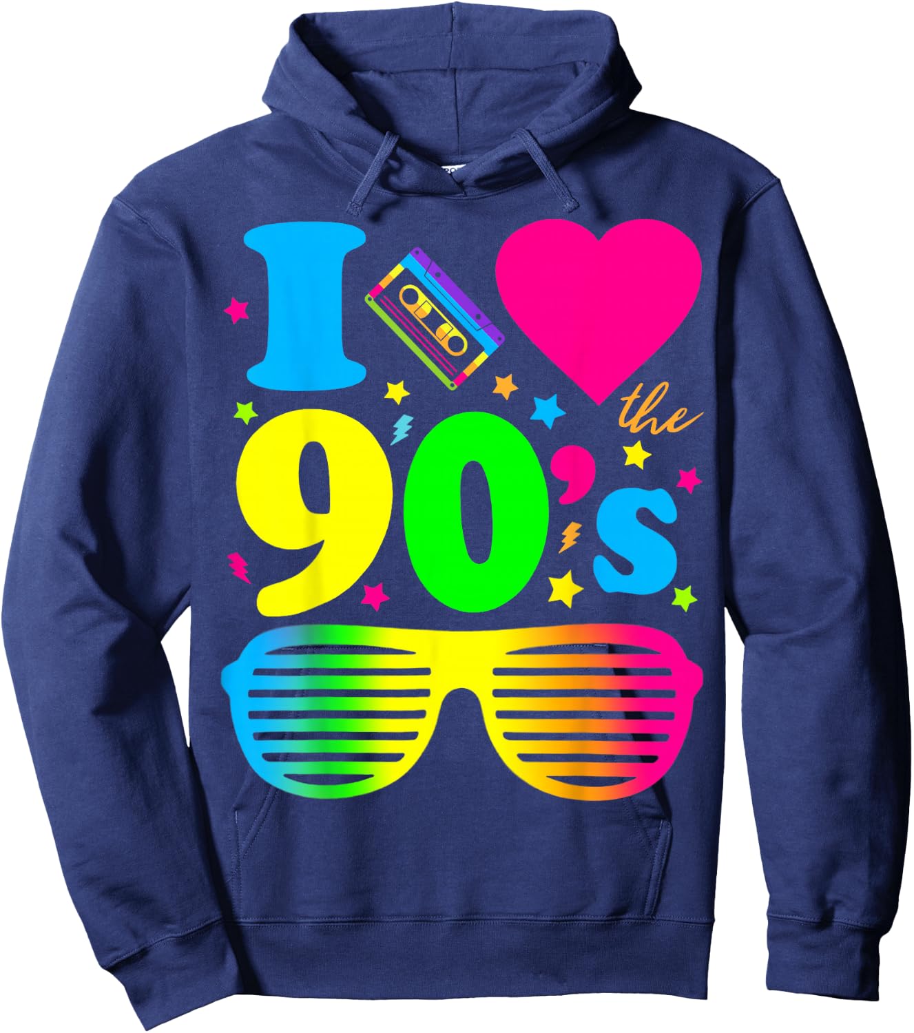 1990's 90s I Heart The Nineties Hoodie - Hoodie | Navy