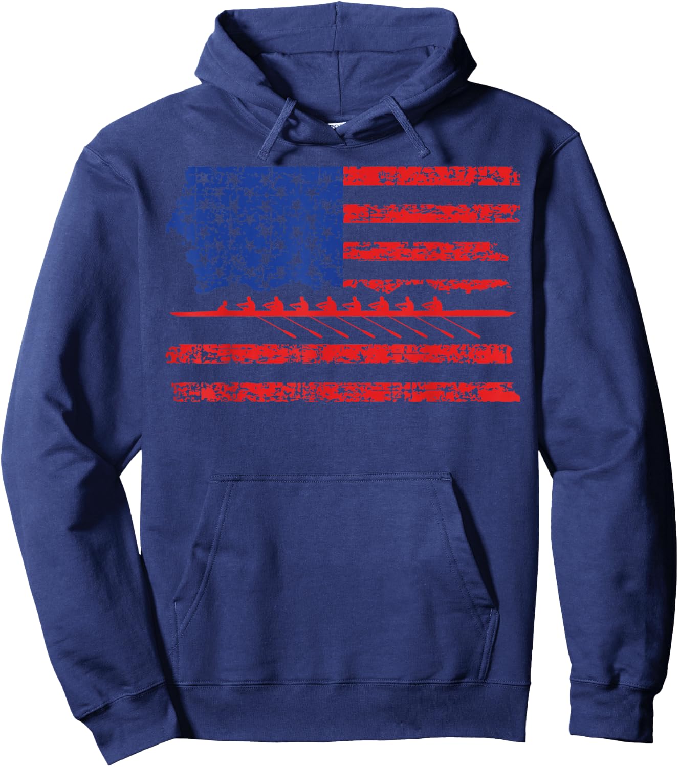 Crew Rowing Boat Oars Us American Flag Hoodie - Hoodie | Navy