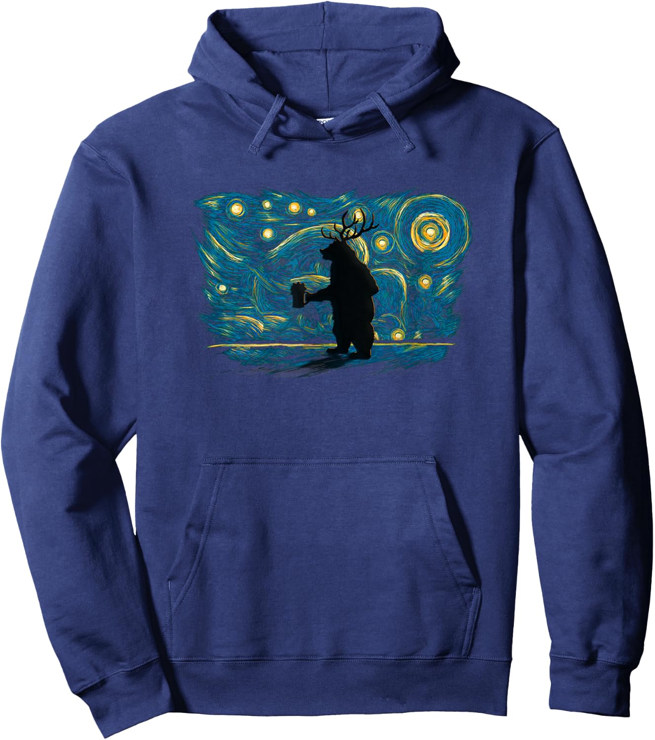 Retro Vintage Style Beer Bear Deer Hoodie - Hoodie | Navy