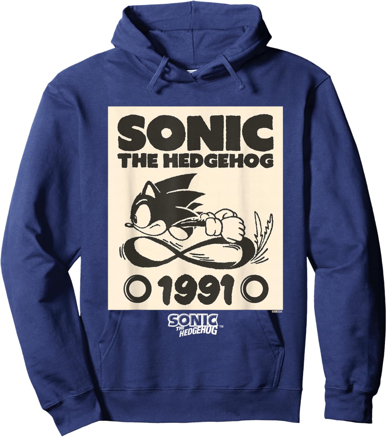 Sonic The Hedgehog 1991 Epic Run Vintage Sketch Hoodie - Hoodie | Navy