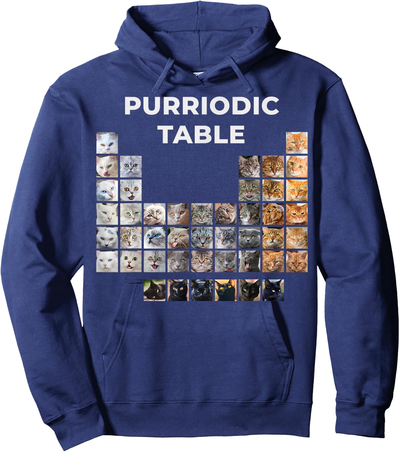 Funny Cat Chemistry Pun Periodic Table Hoodie - Hoodie | Navy