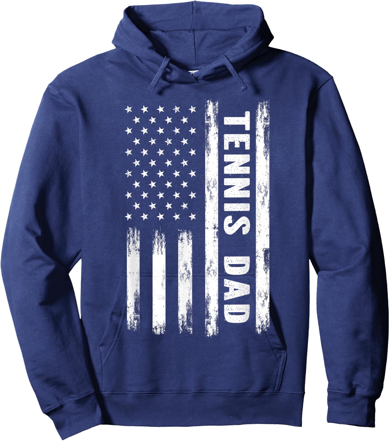 Tennis Dad American Flag Grunge Retro Vintage Hoodie - Hoodie | Navy