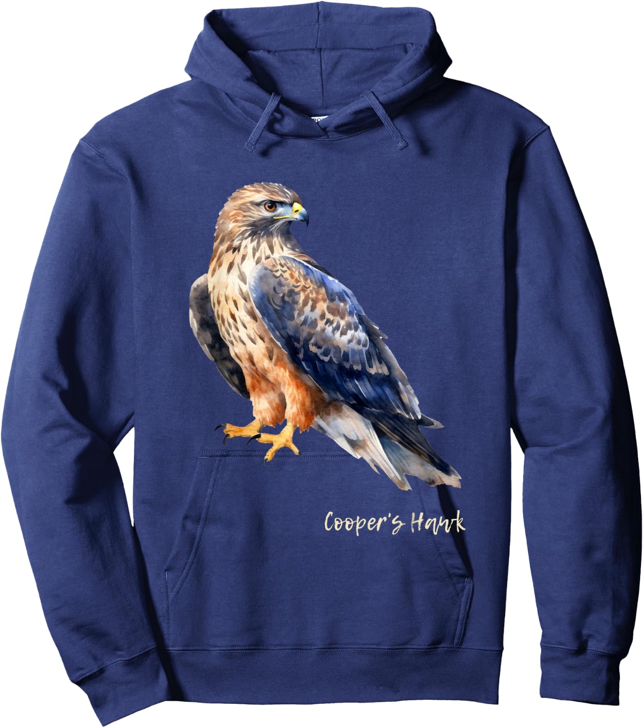 Cooper's Hawk Graphic Wildlife Birder Hoodie - Hoodie | Navy