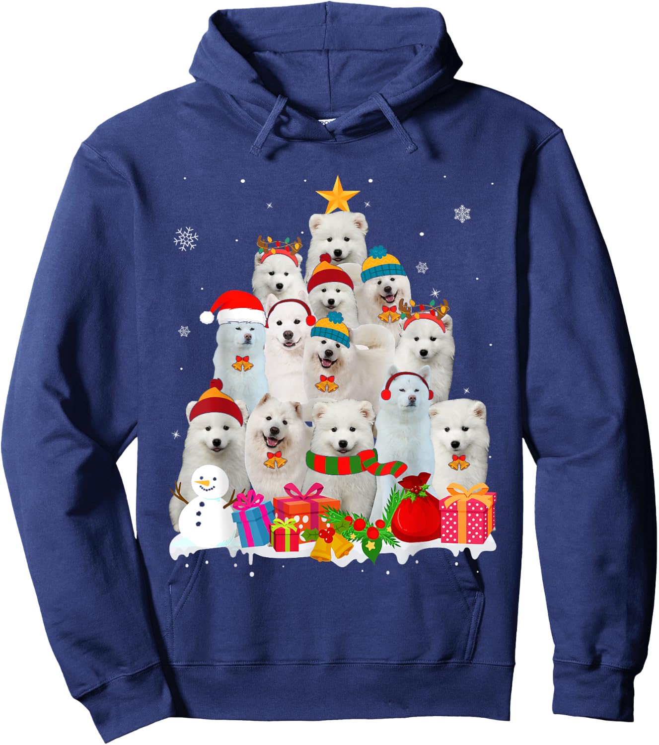 Funny Samoyed Christmas Tree Pet Dog Lover Gift Hoodie - Hoodie | Navy