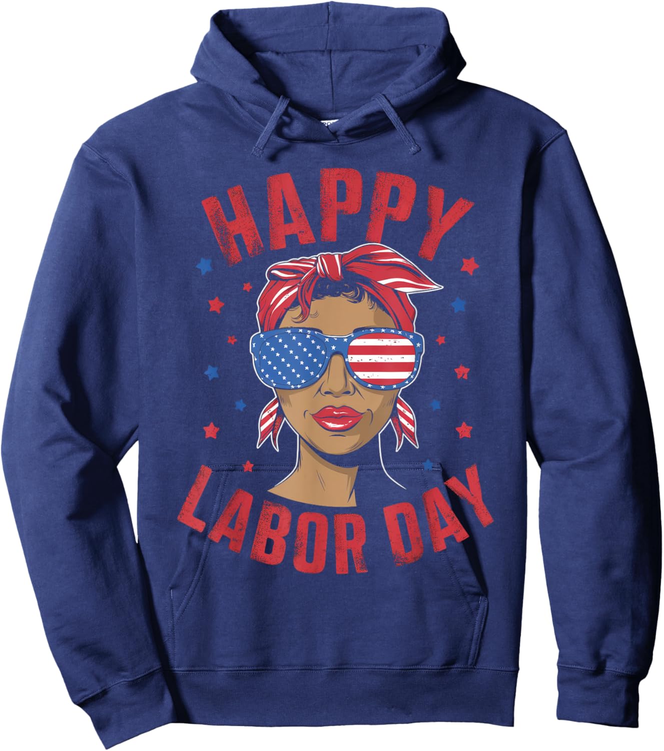 Happy Labor Day Labor Day Messy Bun USA Flag Hoodie - Hoodie | Navy