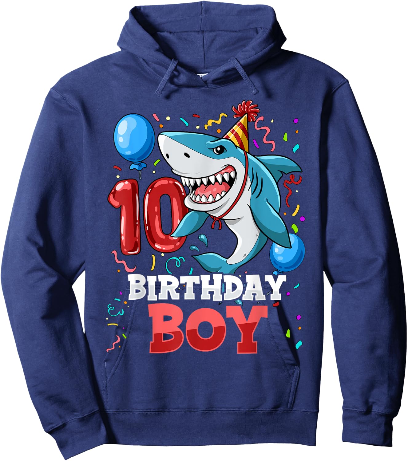 Shark 10th Birthday Boy Hoodie - Hoodie | Navy