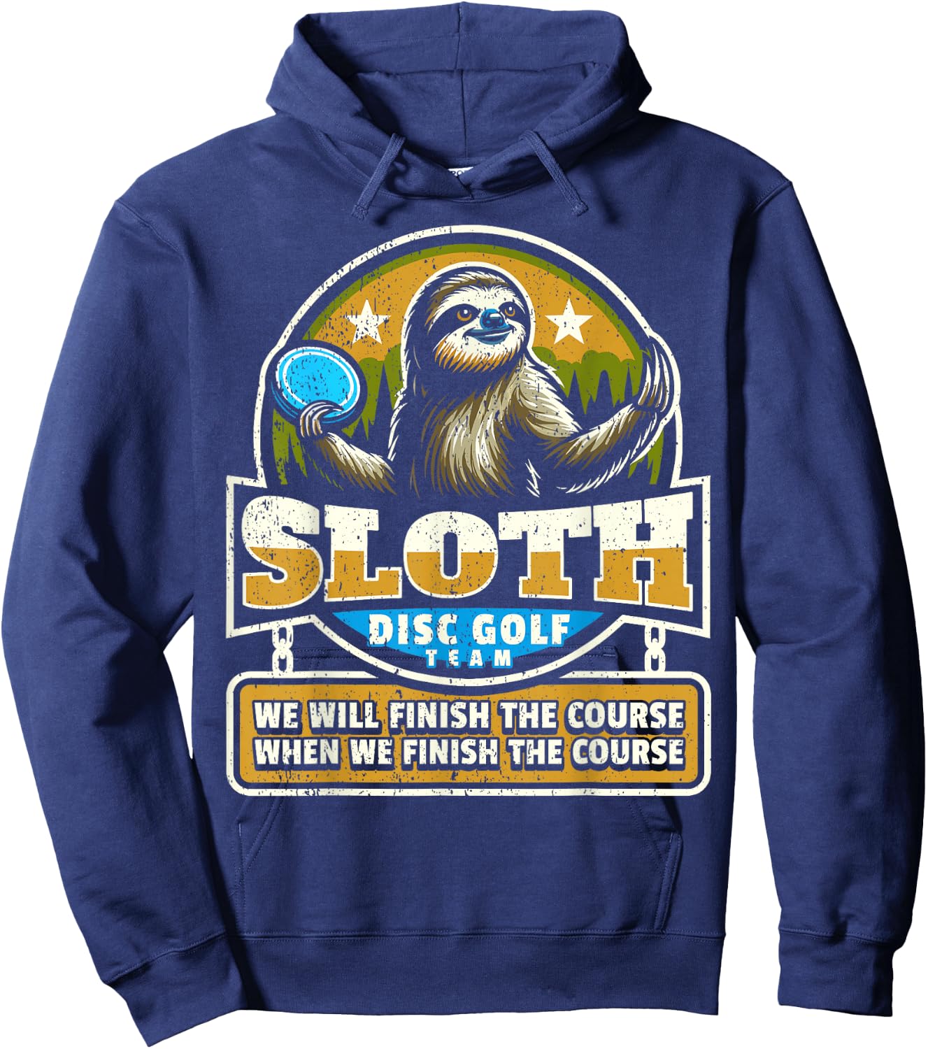 Disc Golfer I Funny Sloth Disc Golf Player Hoodie - Hoodie | Navy
