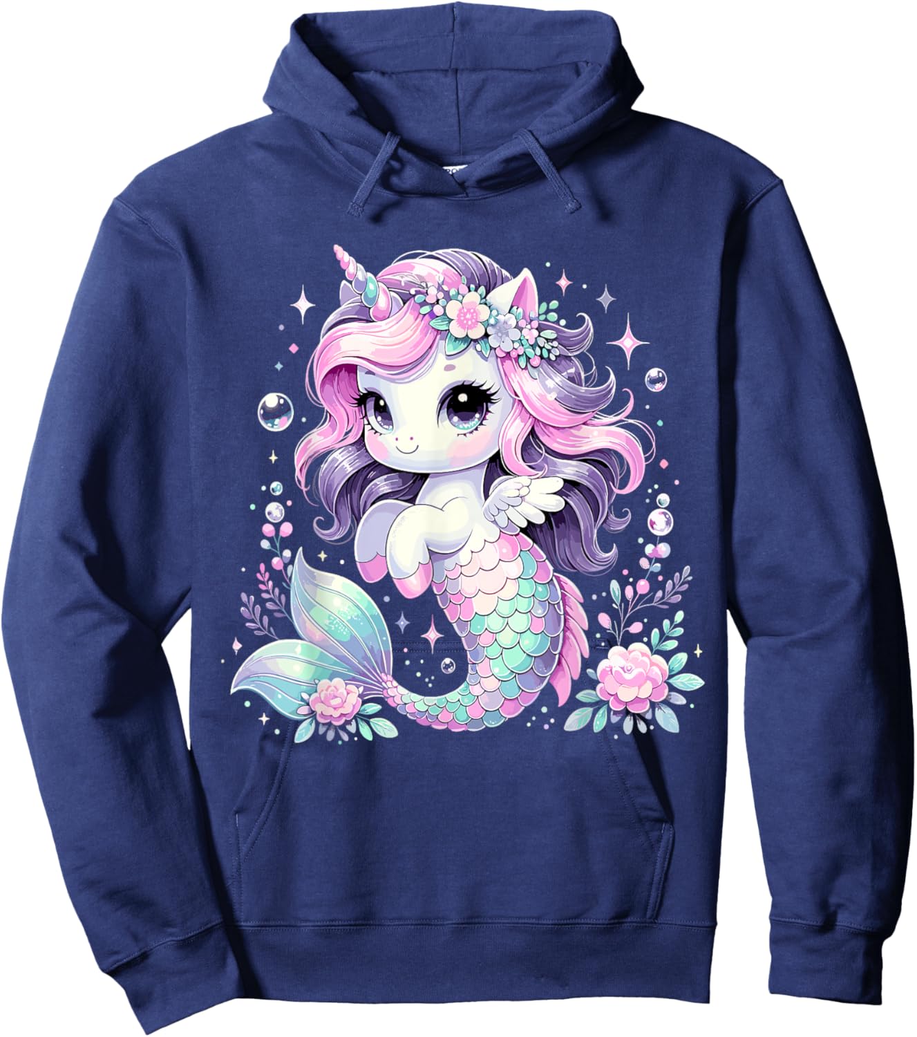 Unicorn Mermaid Birthday Party Mermicorn Hoodie - Hoodie | Navy