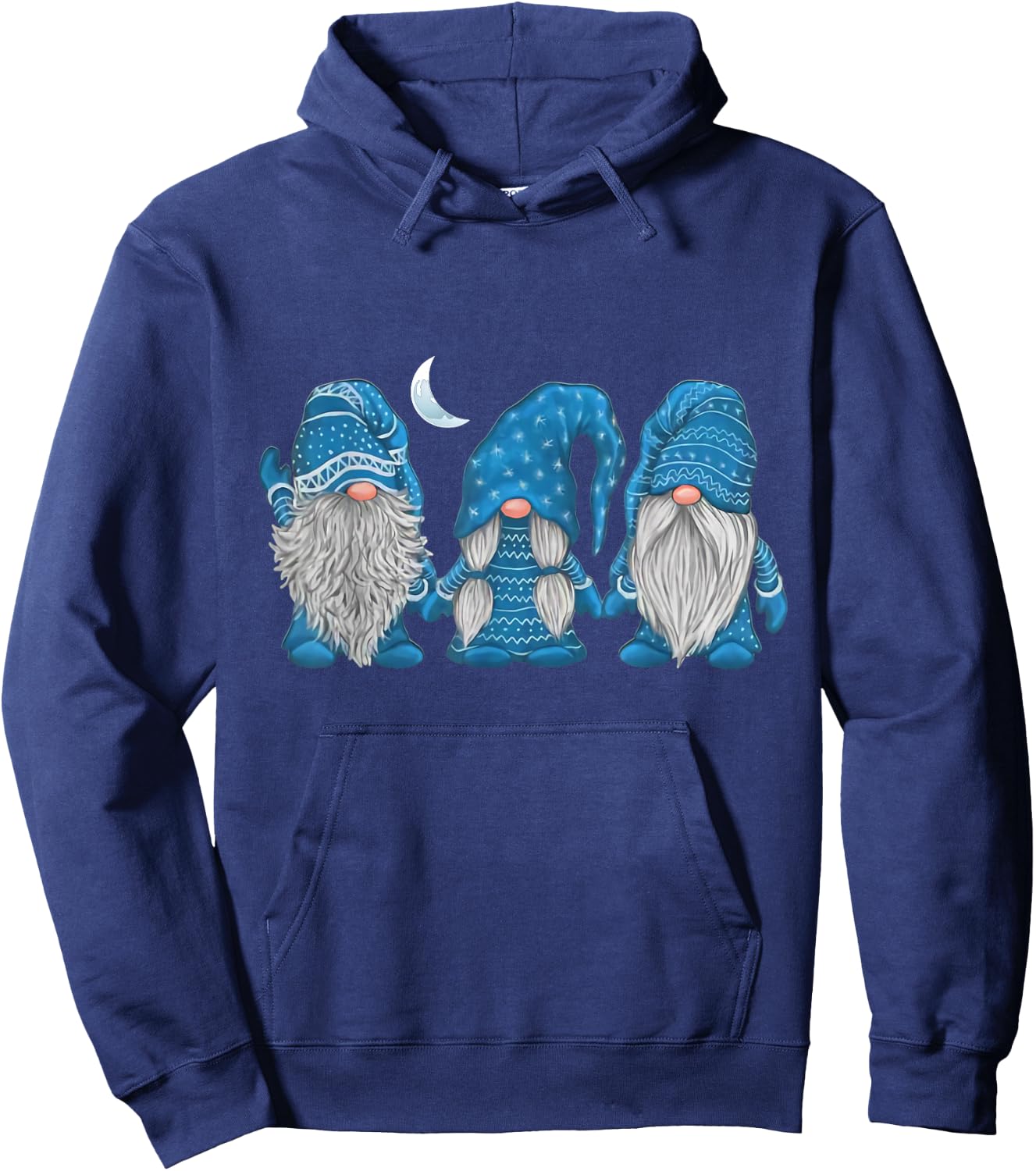 Sleepy Moon Winter Gnomes Pajamas Hoodie - Hoodie | Navy