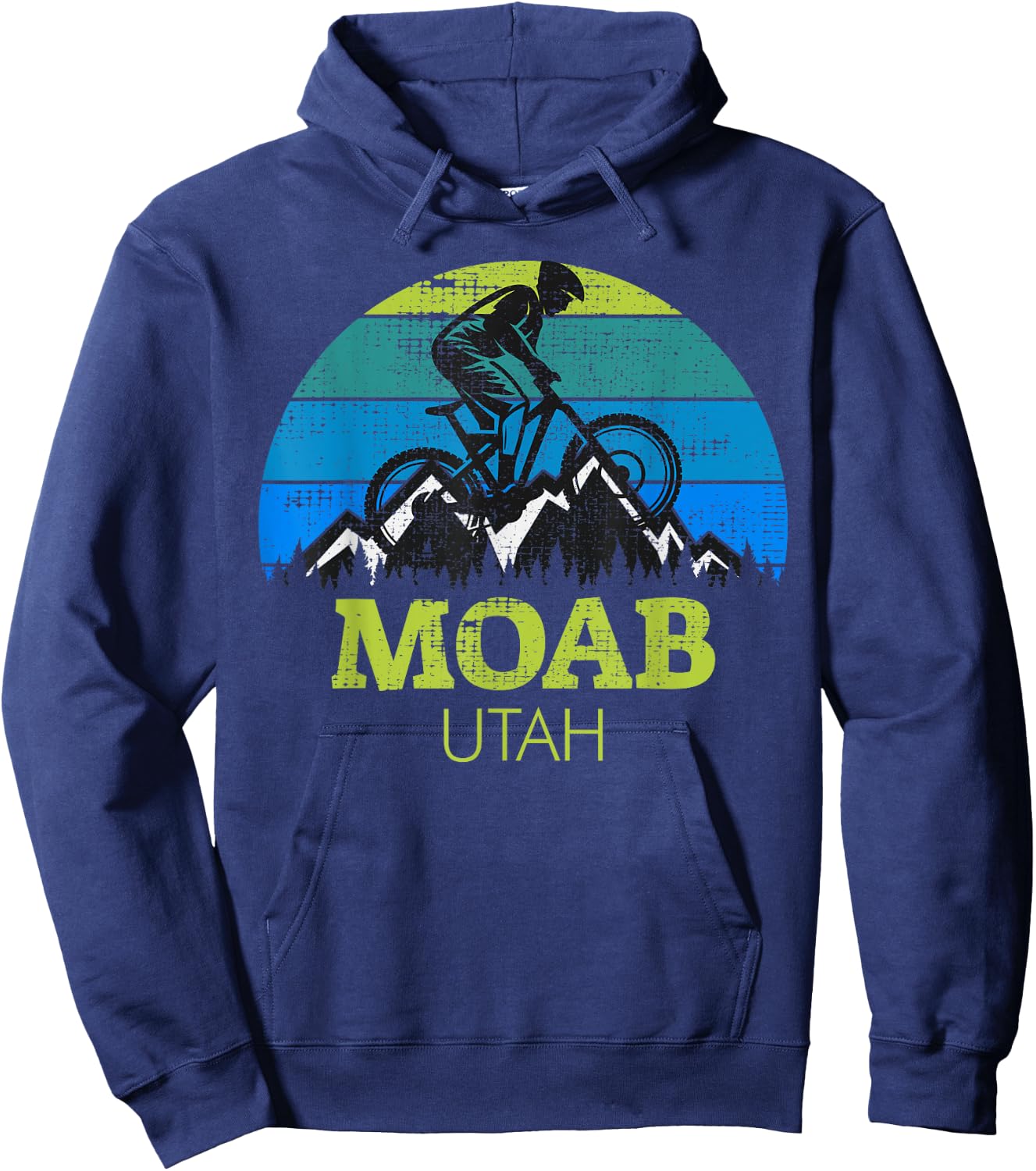 Moab Utah Mountain Biking MTB Retro Sunset Hoodie - Hoodie | Navy