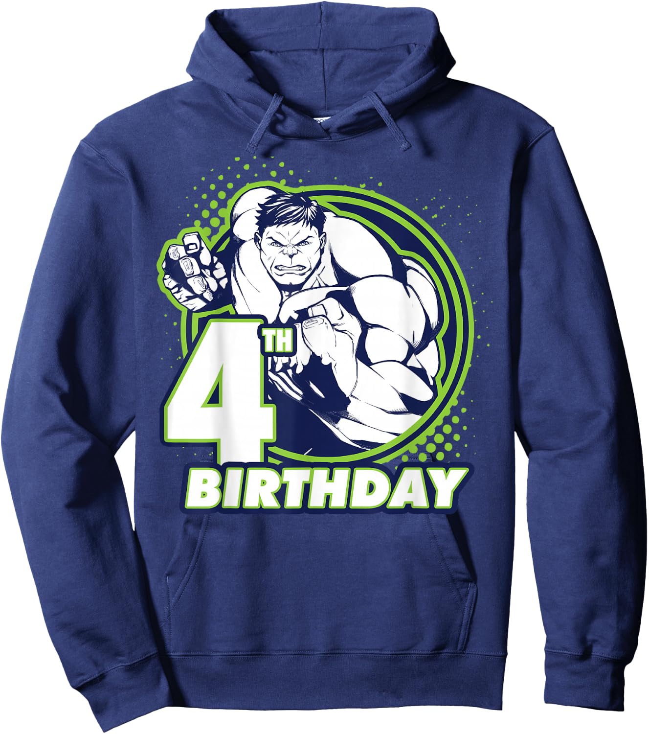 Marvel Avengers Hulk 4th Birthday Badge Hoodie - Hoodie | Navy