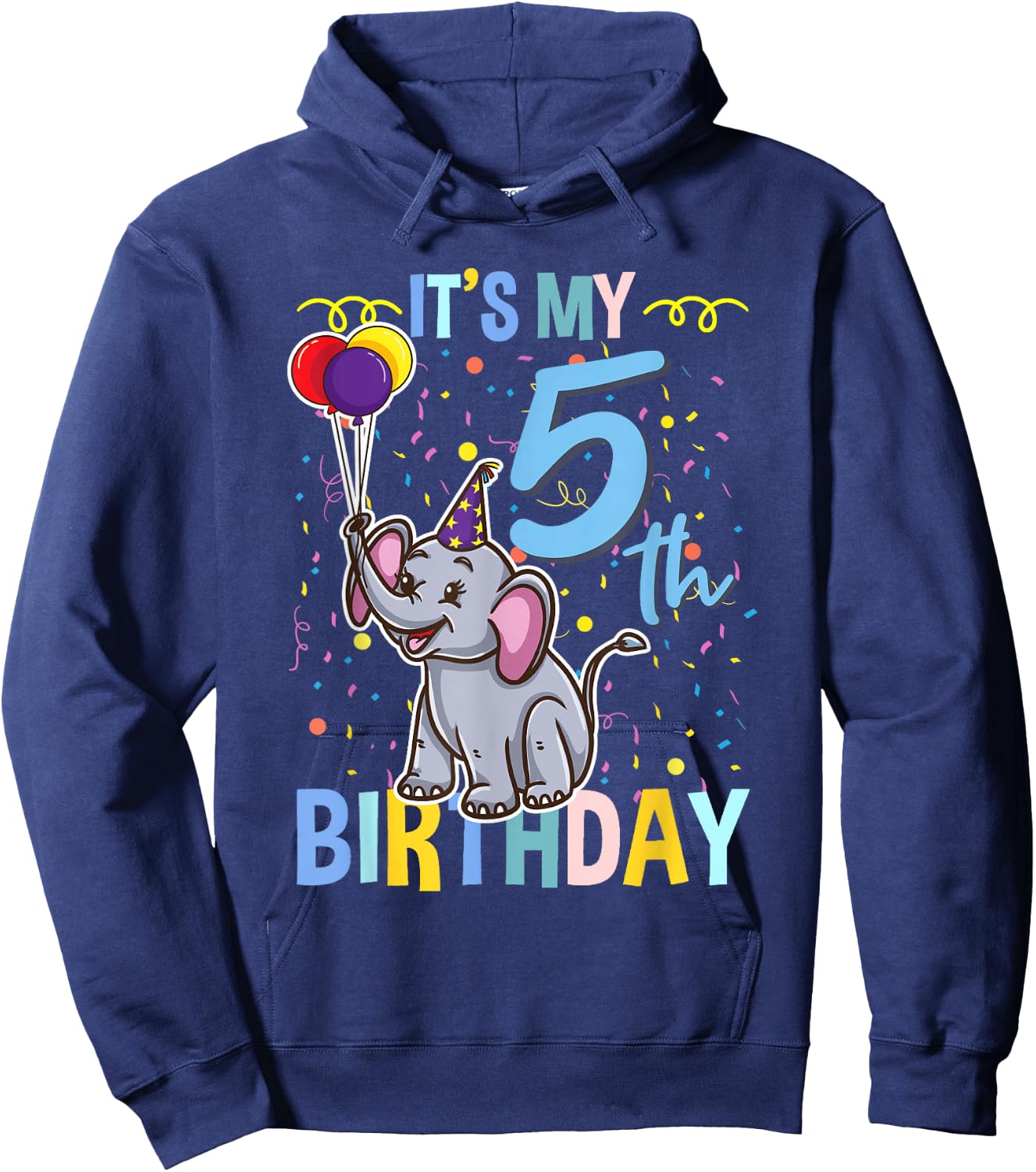 Its My 5th Birthday Elephant Animal Lover Hoodie - Hoodie | Navy