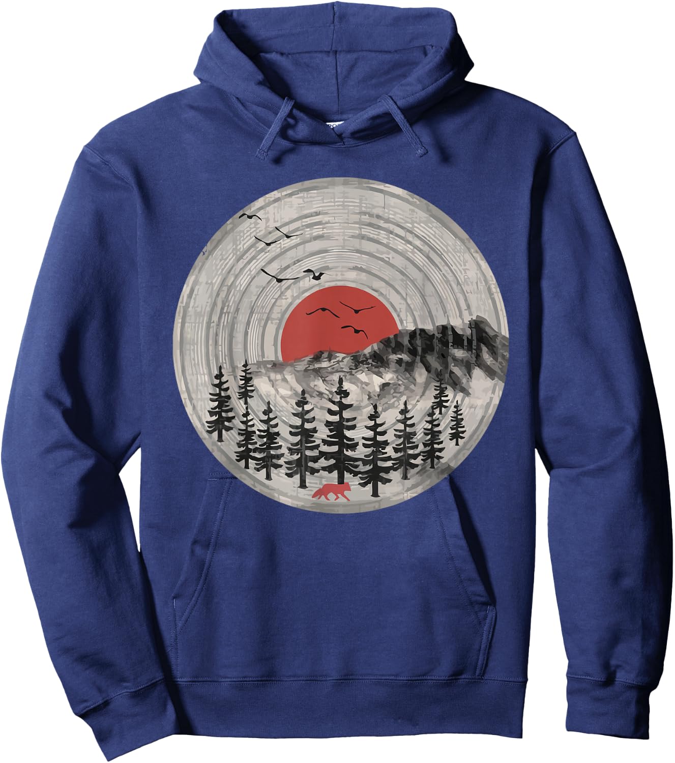 Wildlife Trees Outdoors Nature Retro Forest Hoodie - Hoodie | Navy