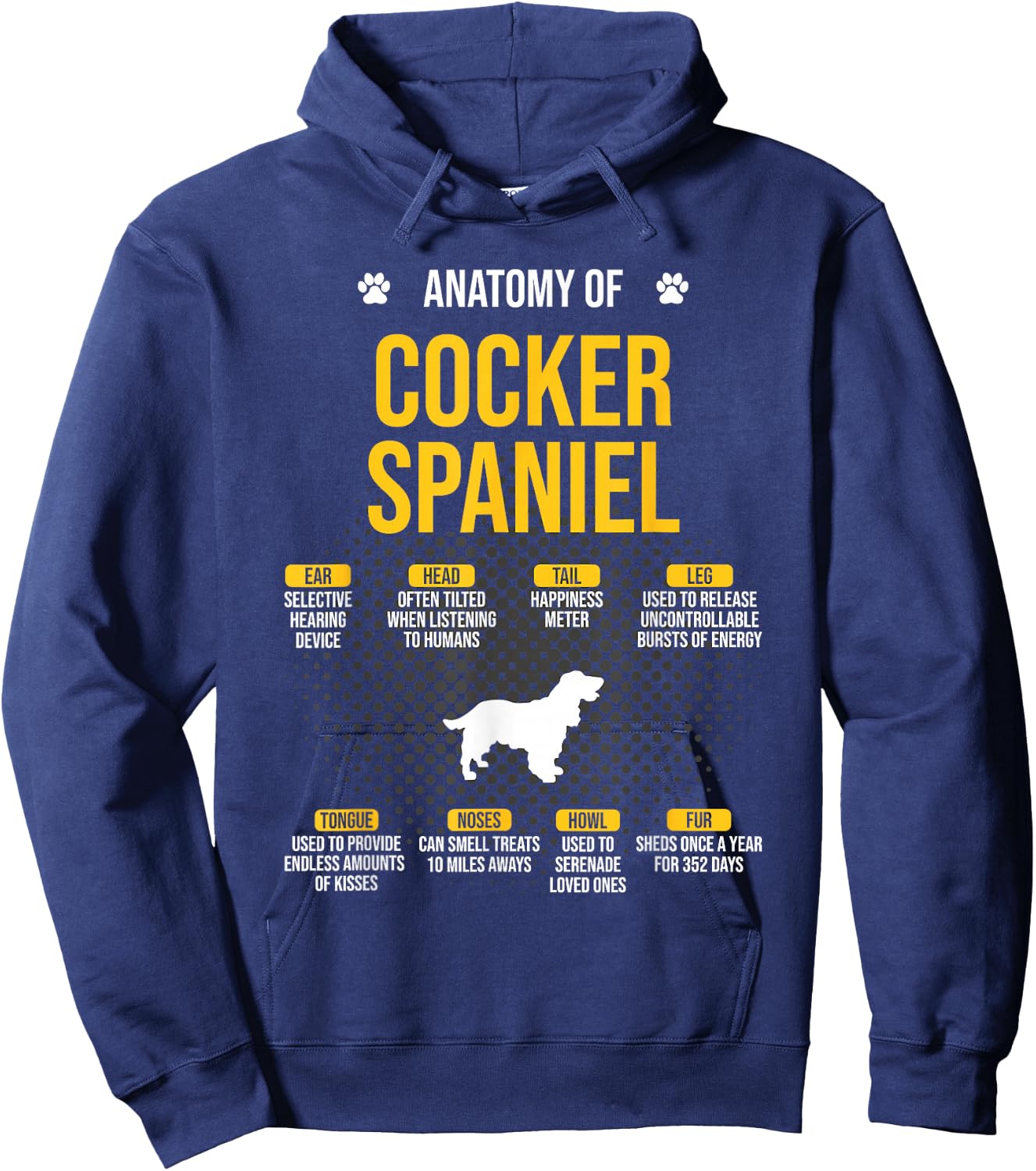 Anatomy Of Cocker Spaniel Dog Lover Hoodie - Hoodie | Navy