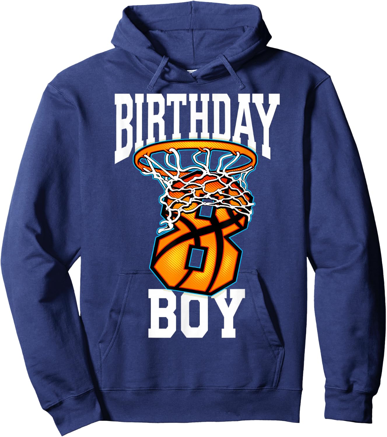 8th Birthday Basketball 8 Years Old Kids Gift Hoodie - Hoodie | Navy