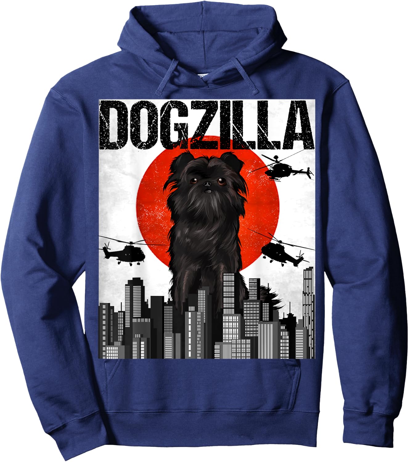 Funny Vintage Japanese Dogzilla Affenpinscher Hoodie - Hoodie | Navy