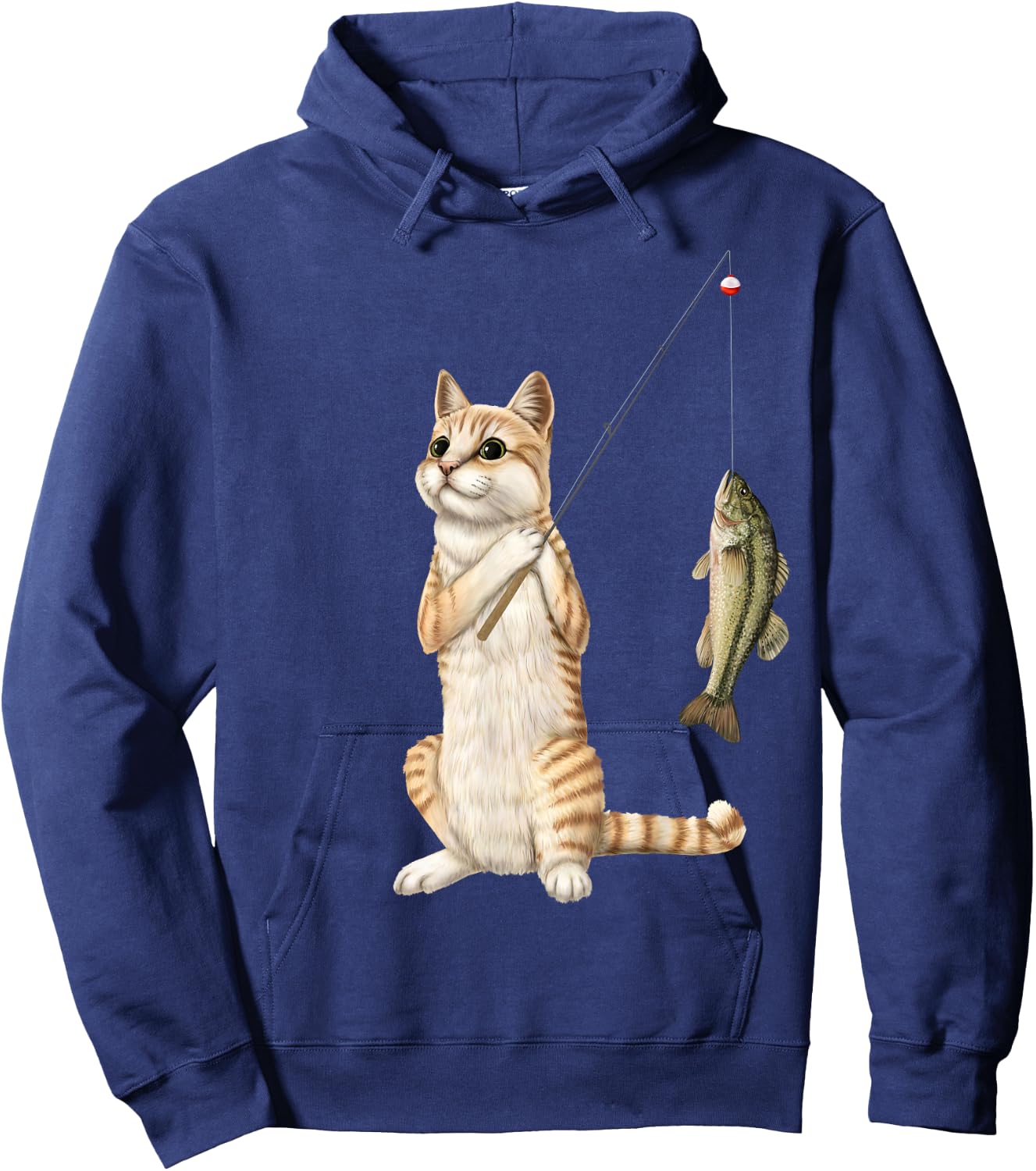 Fishing cat with a bass Hoodie - Hoodie | Navy