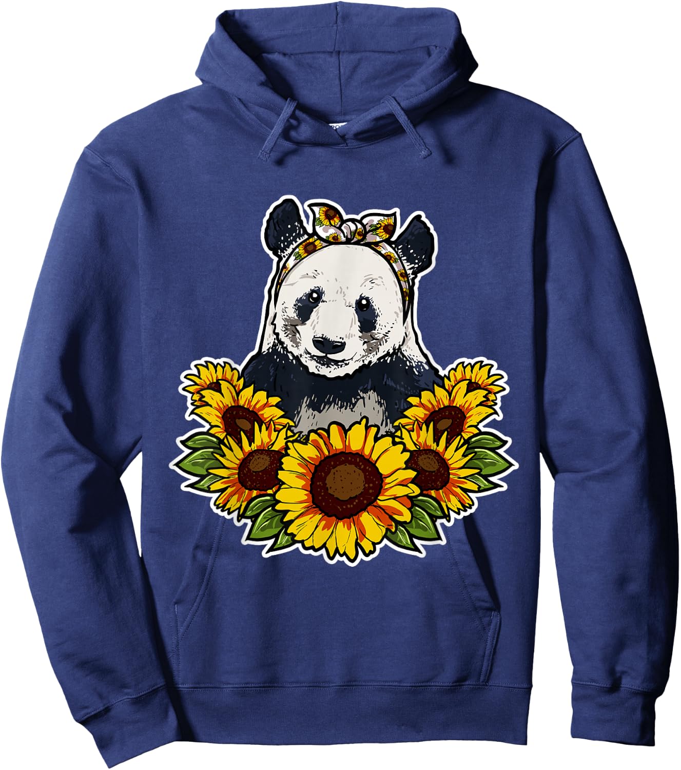 Cute Panda Love Gift Sunflowers Decor Panda Hoodie - Hoodie | Navy