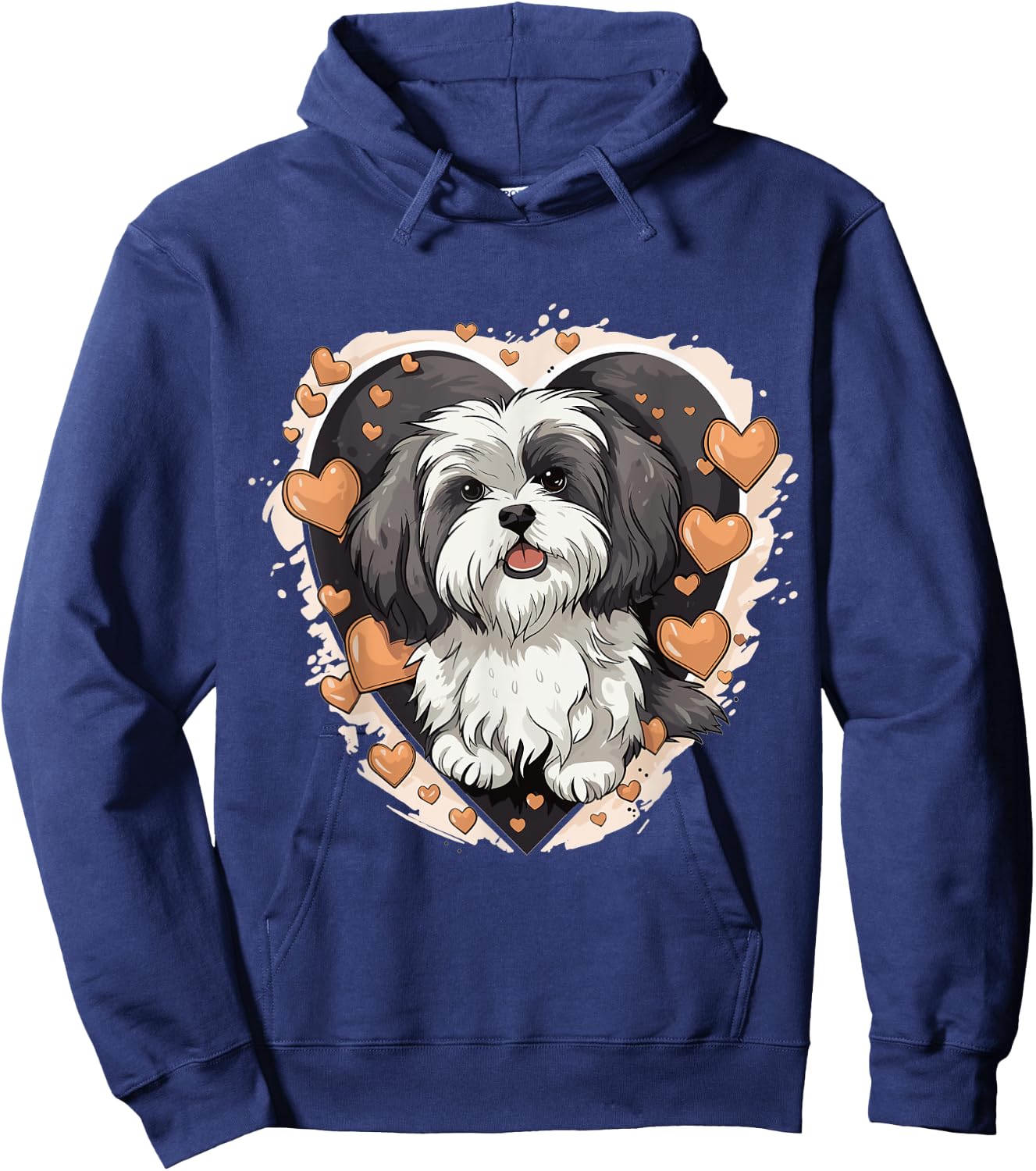 Havanese Dog Breed Pet Cute Graphic with Hearts Hoodie - Hoodie | Navy