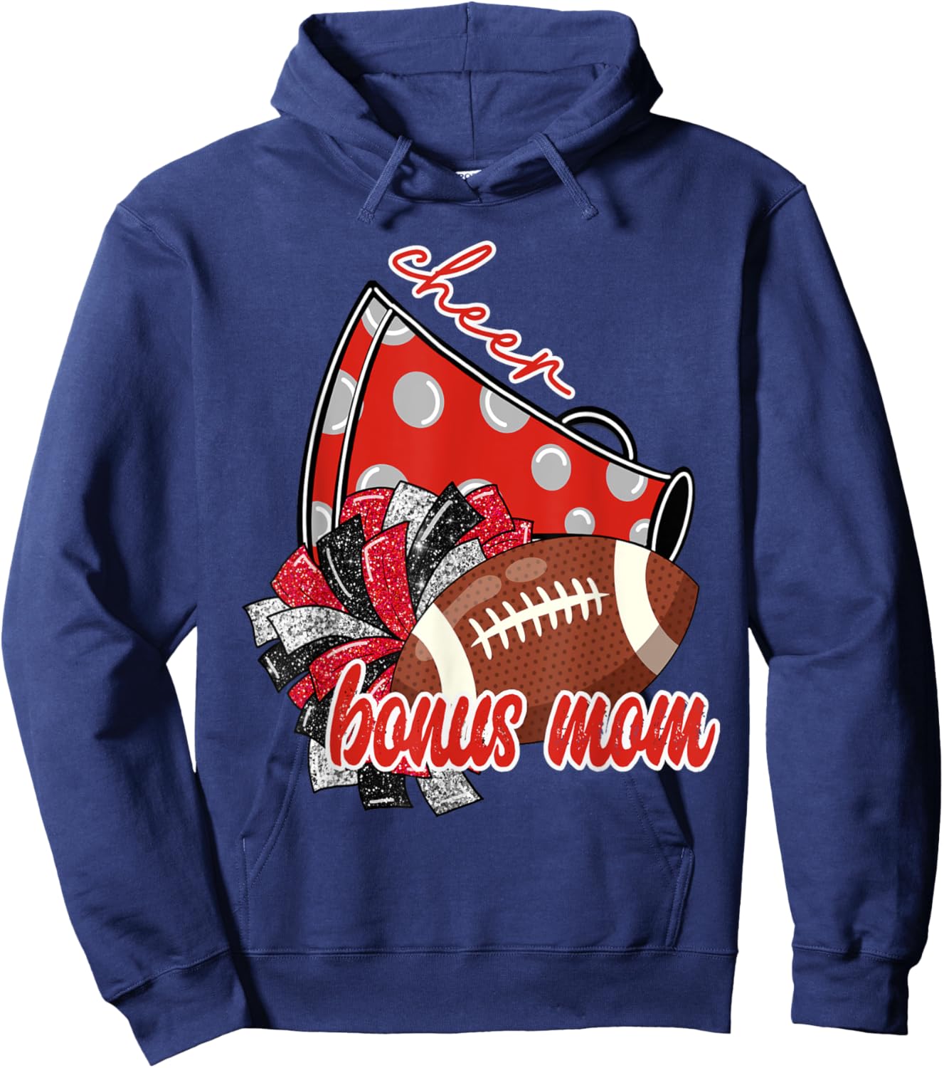 Cute Cheer Bonus Mom Trendy Megaphone Football Hoodie - Hoodie | Navy