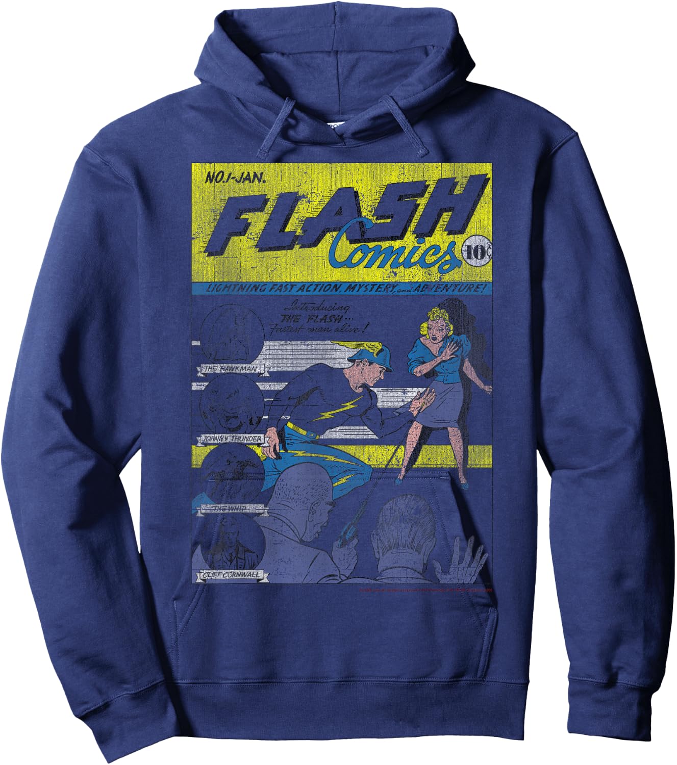 DC Comics The Flash Retro Comic Cover Hoodie - Hoodie | Navy