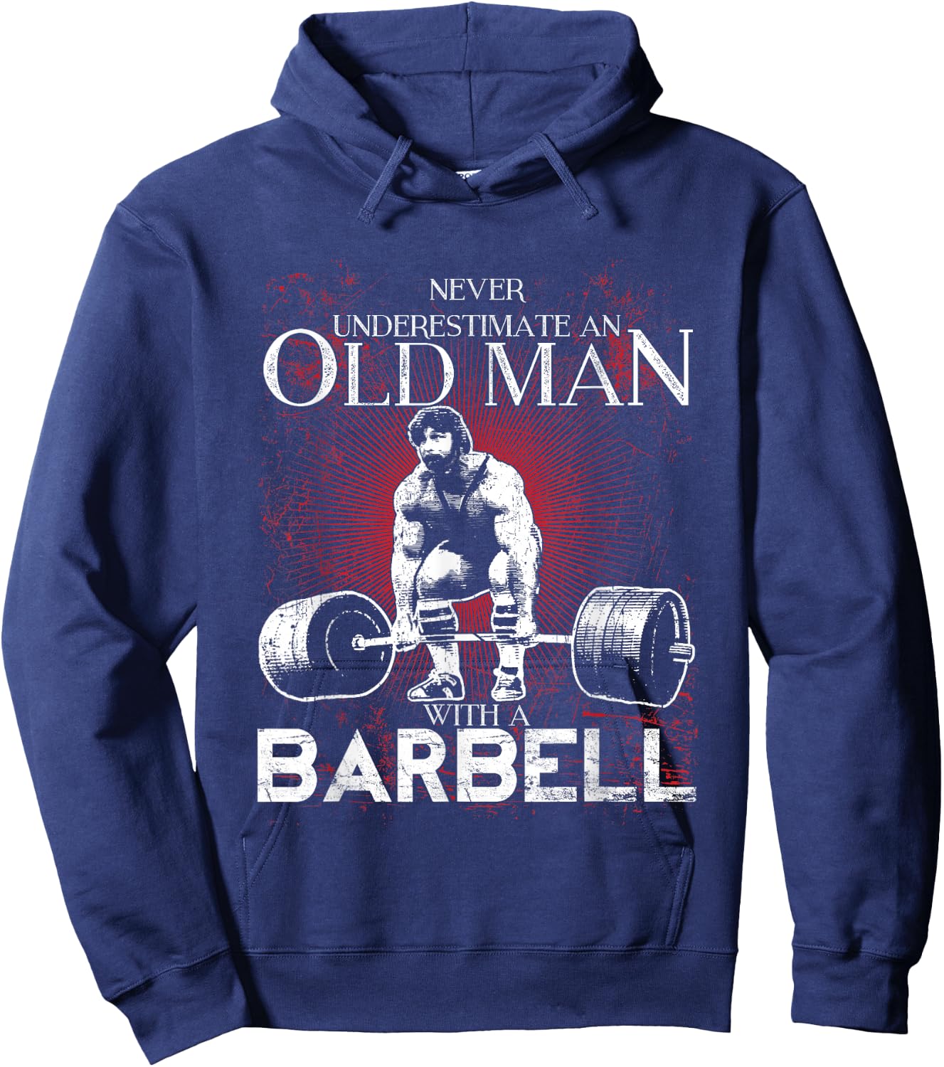 Old Man Barbell Powerlifting Hoodie - Hoodie | Navy