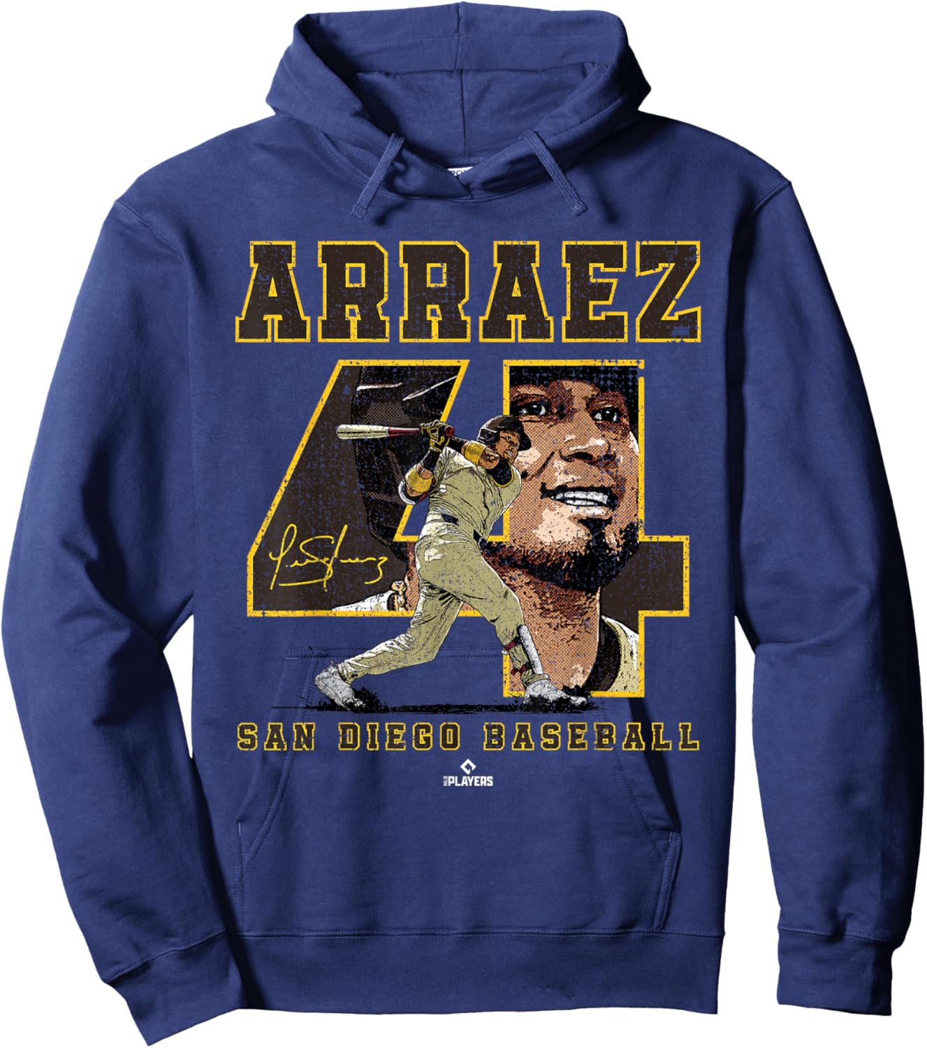 Number and Portrait Luis Arraez San Diego MLBPA Hoodie - Hoodie | Navy
