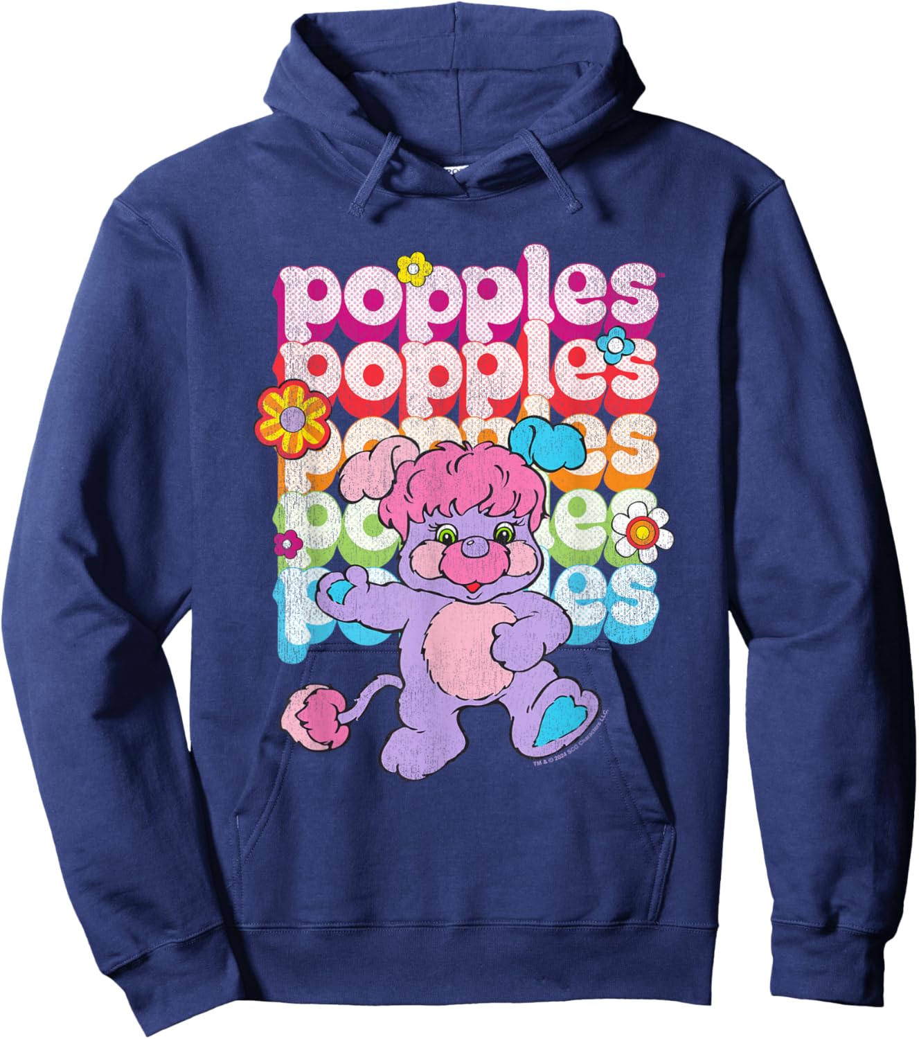 Popples Repeat Logo , Small, Black Hoodie - Hoodie | Navy