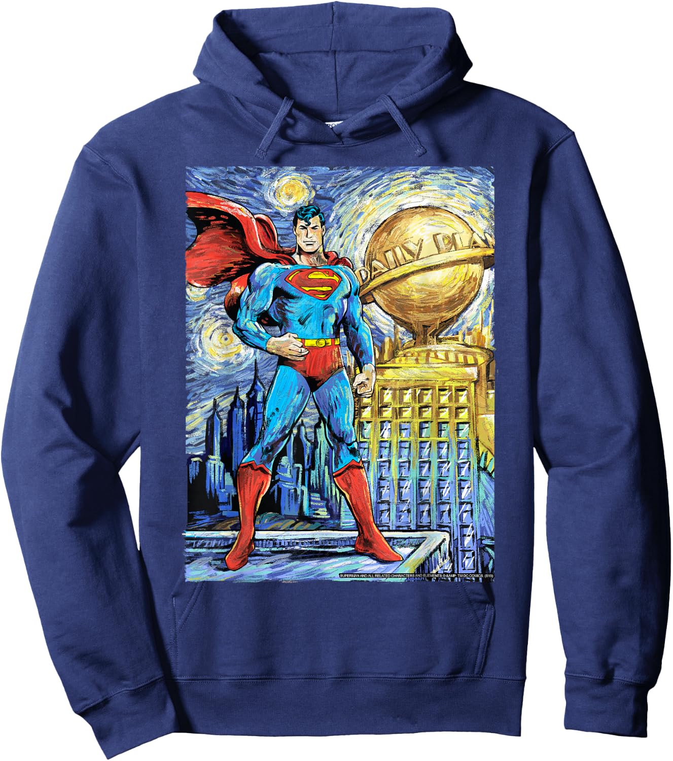 DC Comics Superman Starry Night Style Portrait Hoodie - Hoodie | Navy