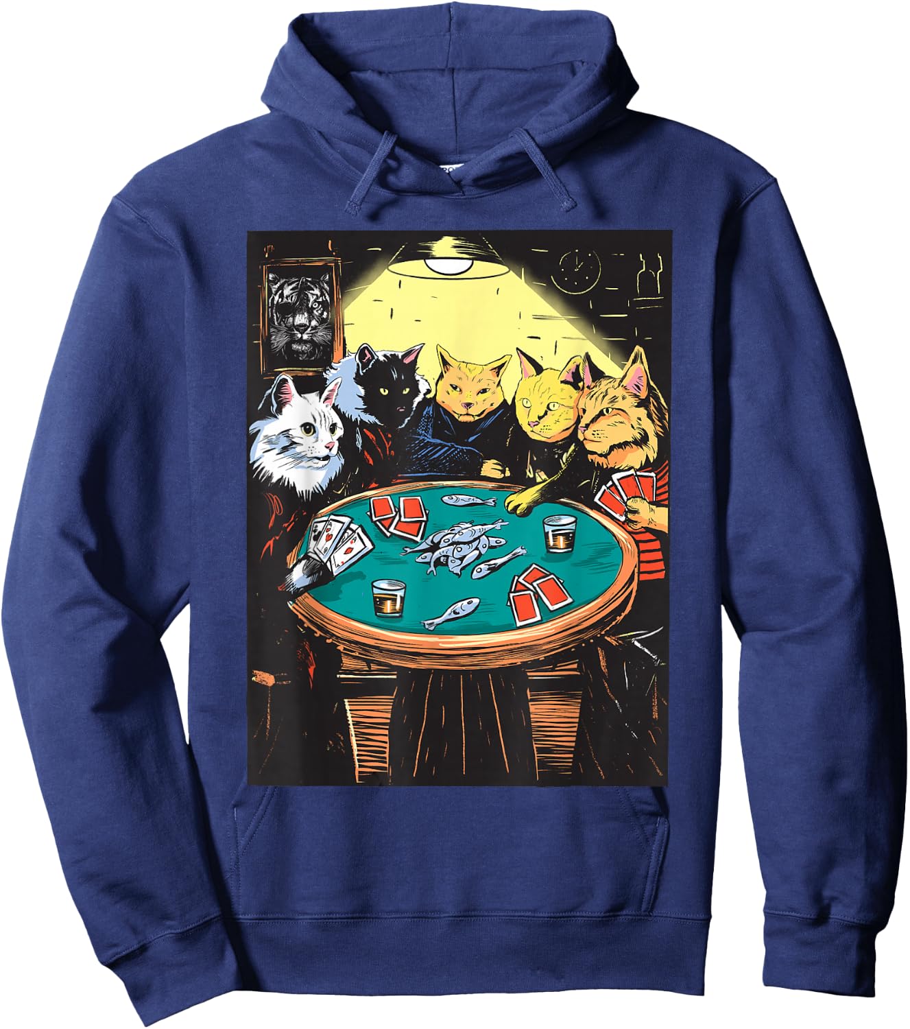 Funny Cats Playing Poker Art Cat Hoodie - Hoodie | Navy