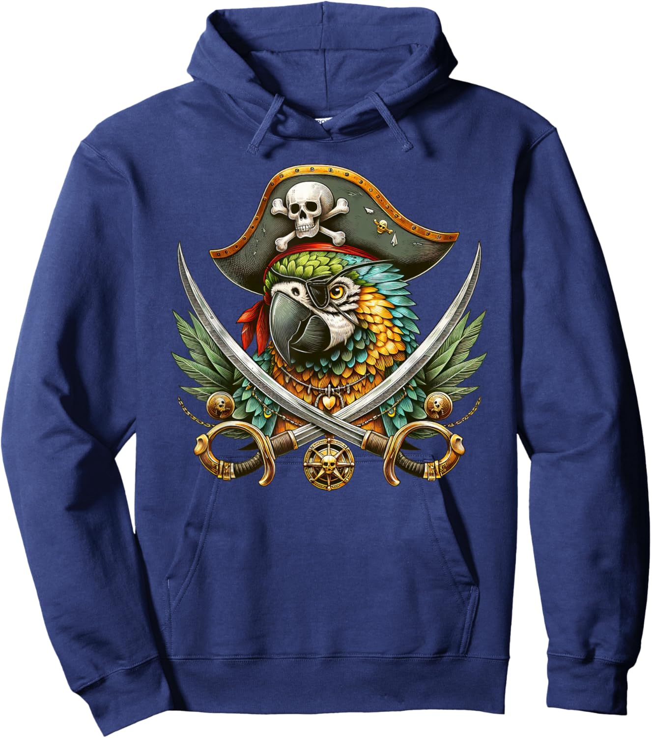 Funny Parrot Pirate Crossbones Halloween Kids Hoodie - Hoodie | Navy