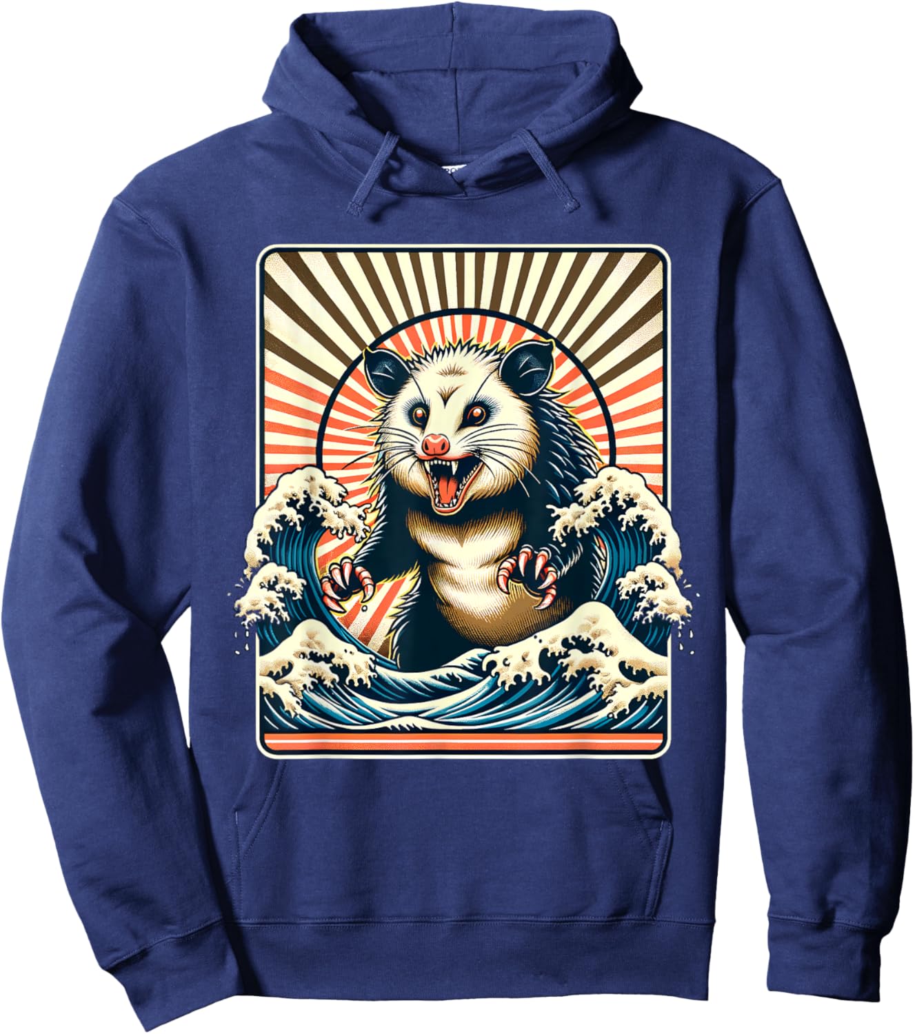 Opossum Japan Sun Wave Vintage Possum Monster Hoodie - Hoodie | Navy